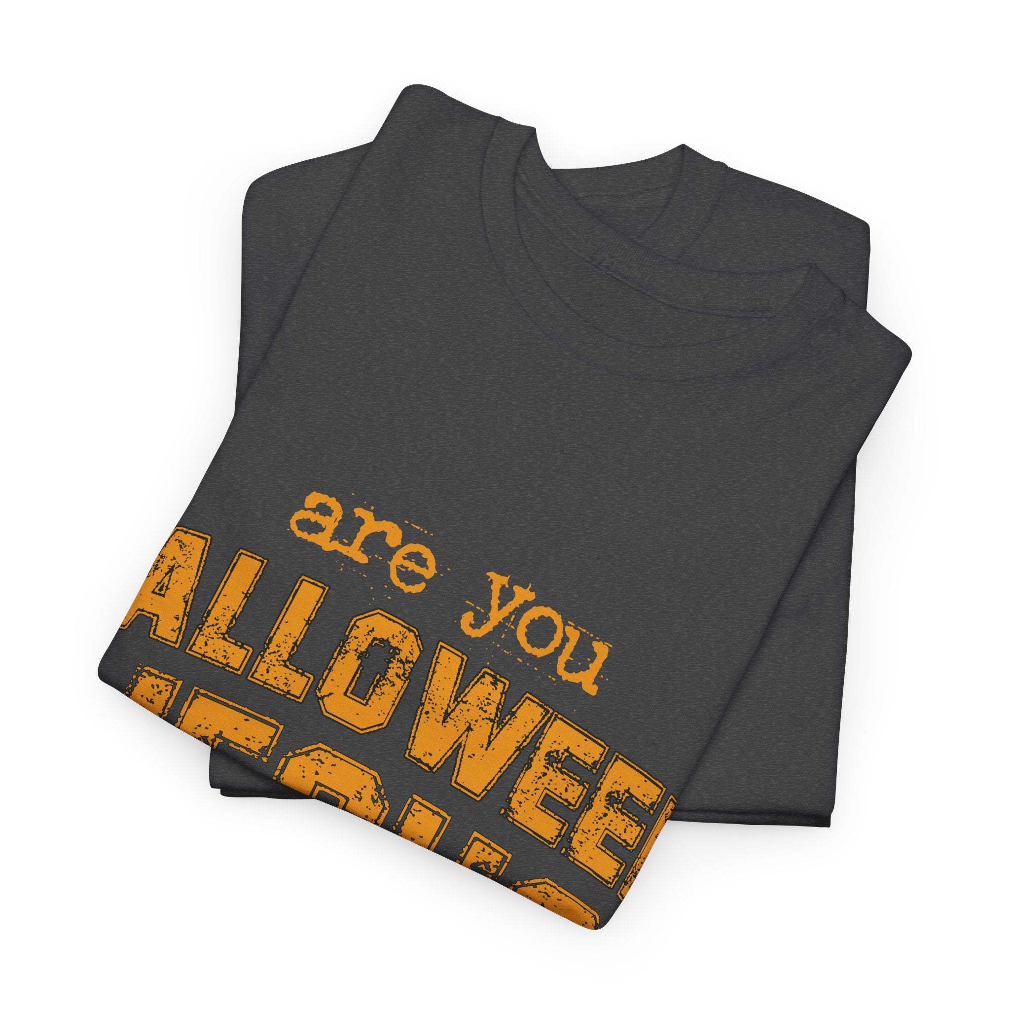 Christian Halloween T-Shirt — “Are You Falloween Jesus? Matthew 4:19” Distressed Pumpkin Design. Unisex Cotton Tee