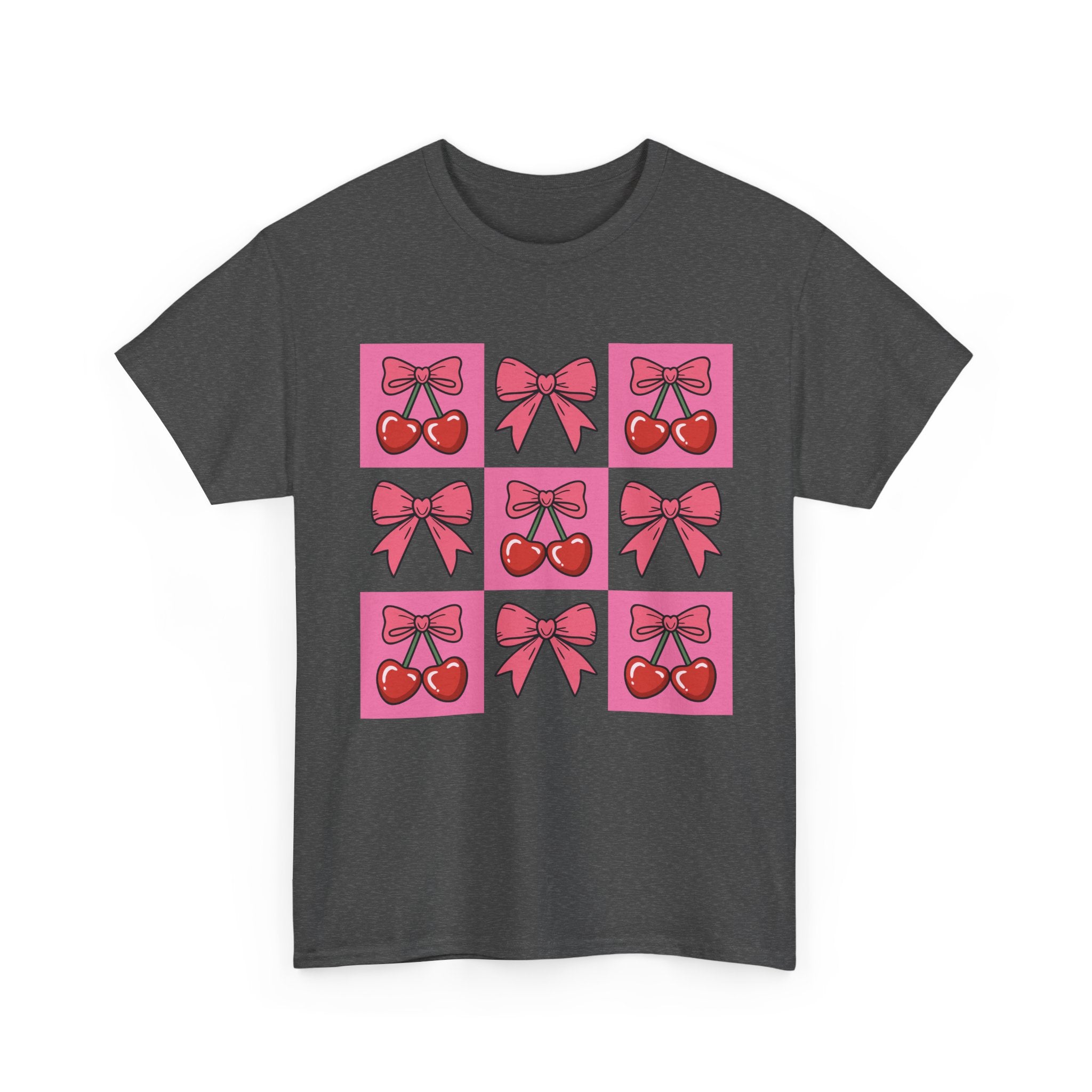 Cherry & Pink Bow Checkered Unisex Cotton Tee