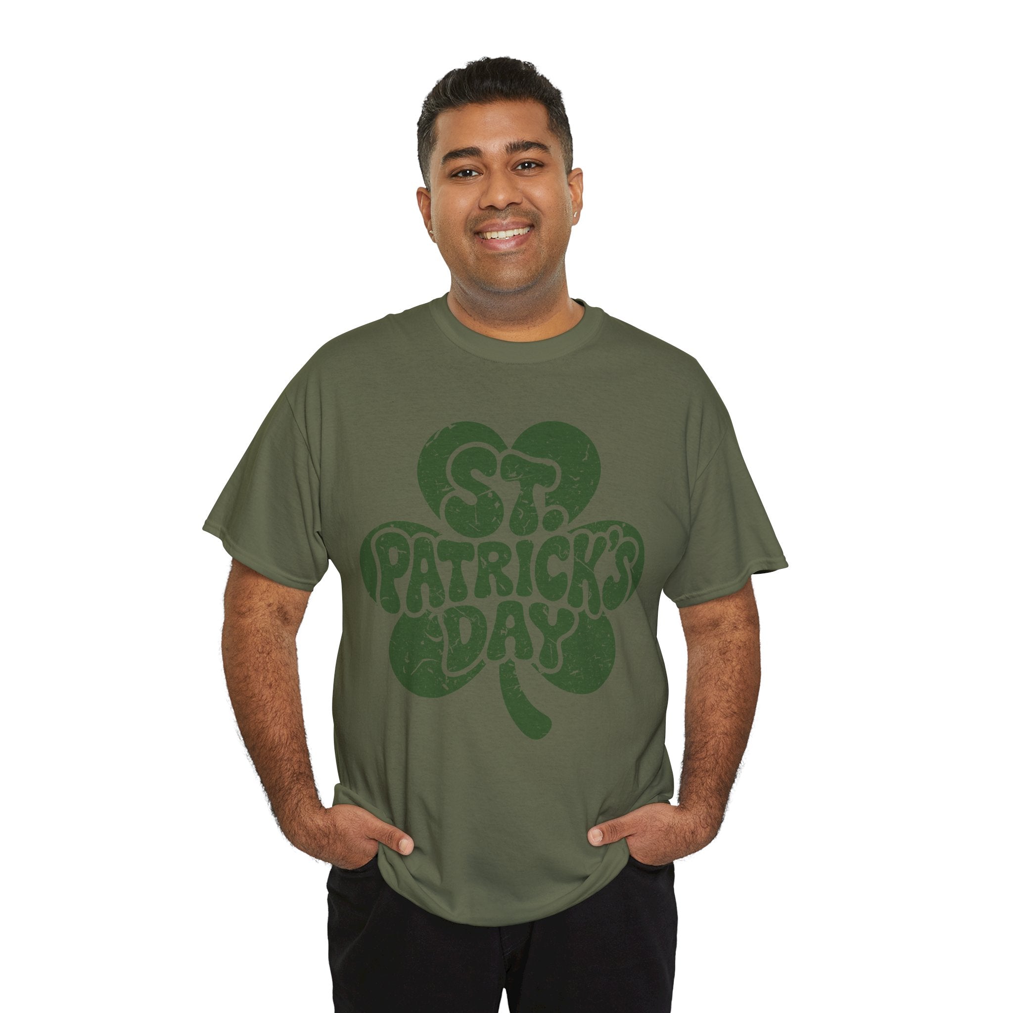 St. Patrick's Day Shamrock Tee — Retro Bubble Lettering Unisex Cotton Tee