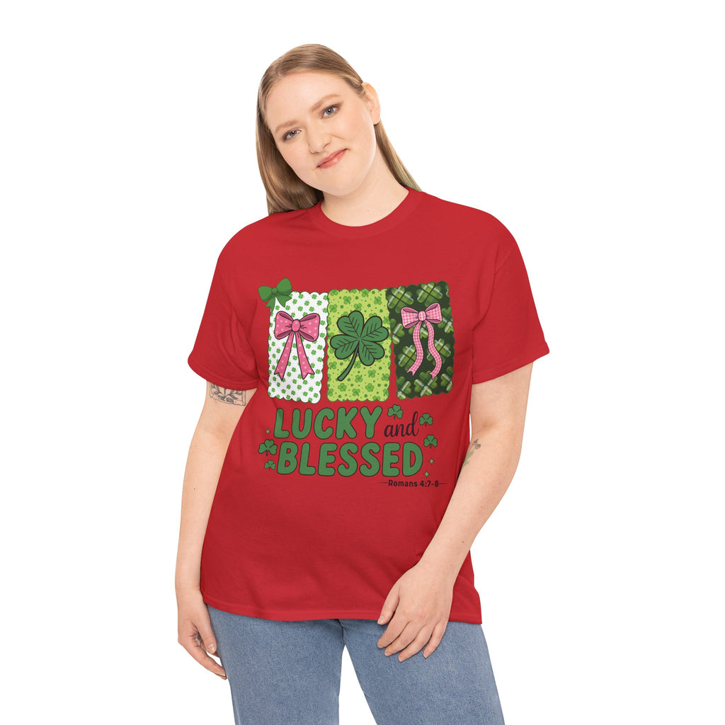 Lucky and Blessed Clover Unisex Cotton Tee