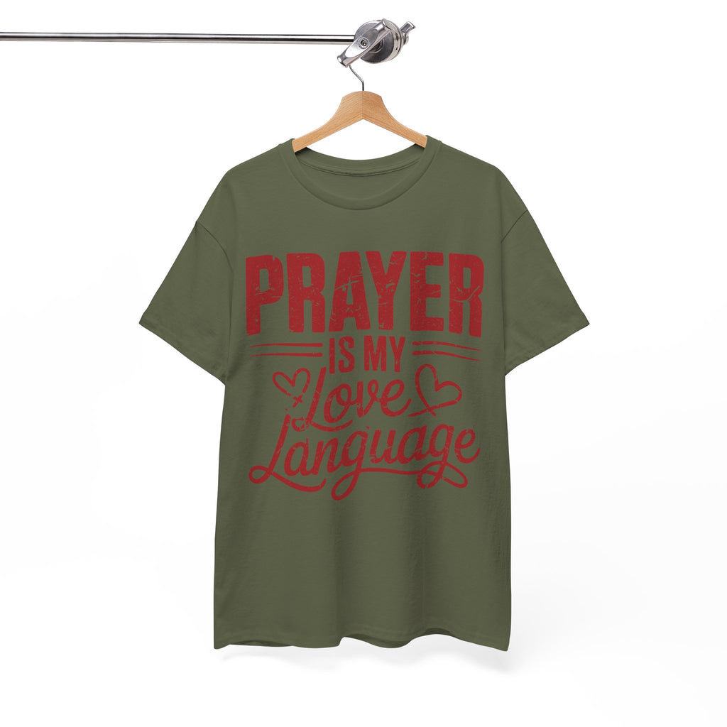 Prayer Is My Love Language T-Shirt — Faith-Inspired Red Hearts Unisex Cotton Tee