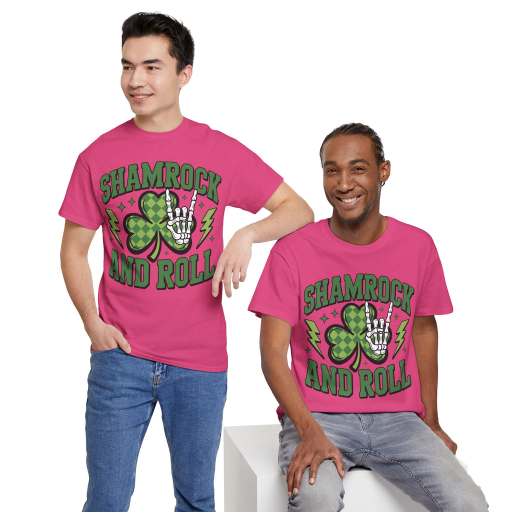 Shamrock and Roll Tee — Skeleton Hand & Lightning St. Patrick’s Rock Unisex Cotton Shirt