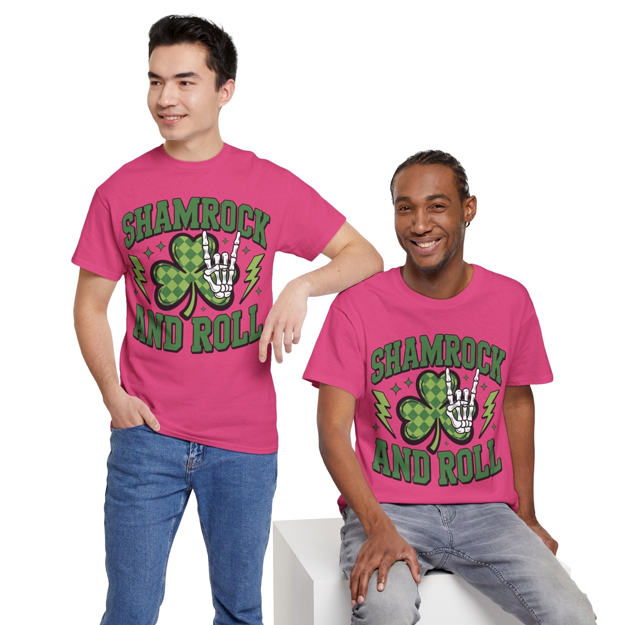 Shamrock and Roll Tee — Skeleton Hand & Lightning St. Patrick’s Rock Unisex Cotton Shirt