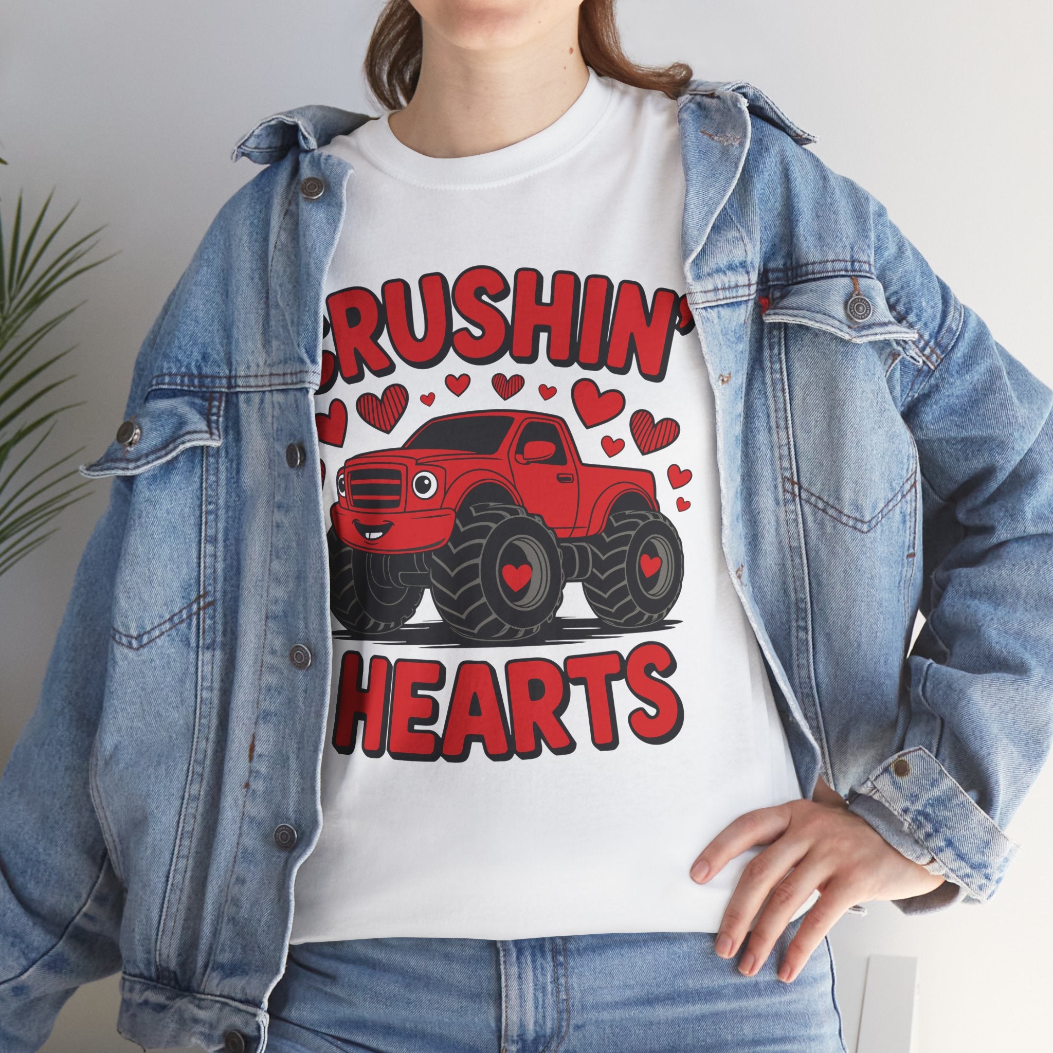 Crushin’ Hearts Valentine Monster Truck Unisex Cotton Tee
