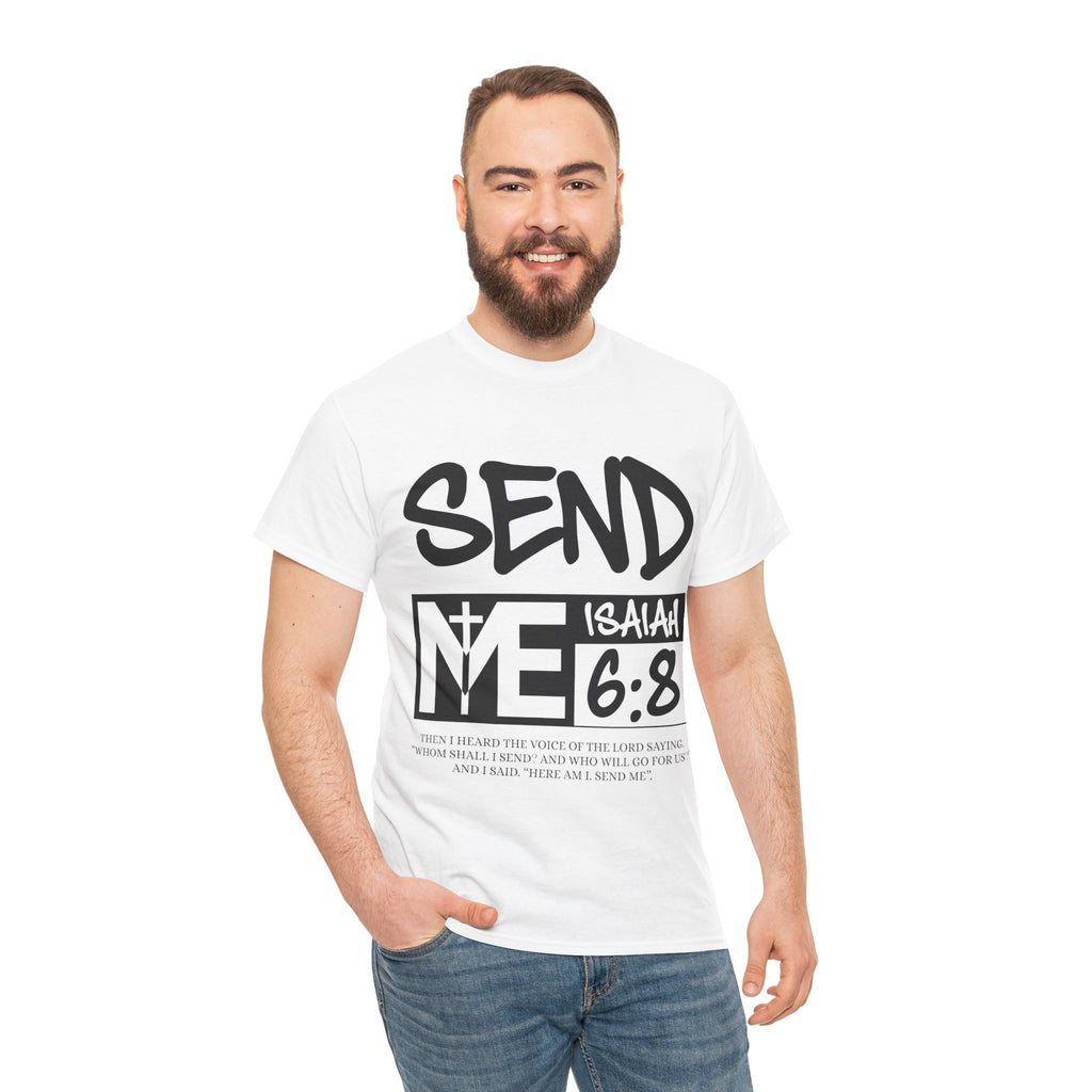 Send Me Isaiah 6:8 Christian T-Shirt — Cross Faith Unisex Cotton Tee