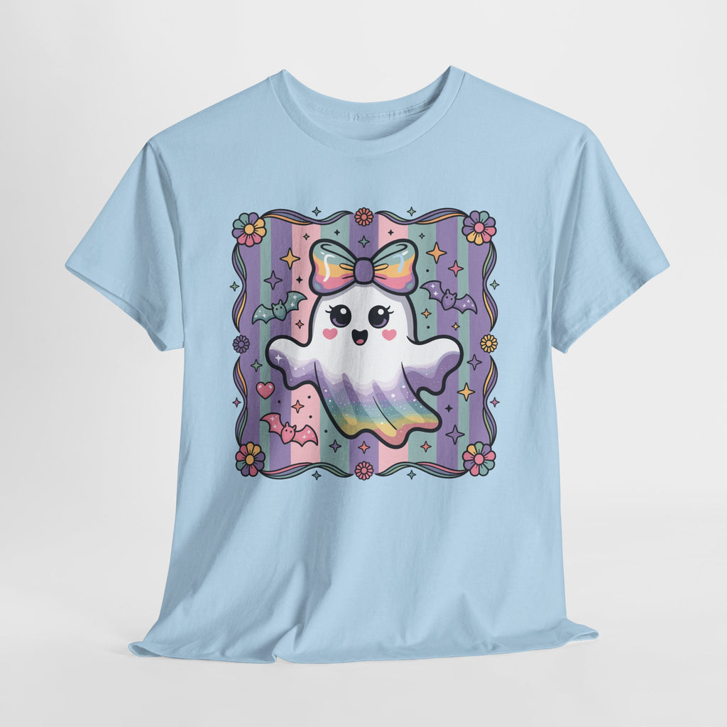 Pastel Ghost Rainbow Bow Unisex Cotton Tee