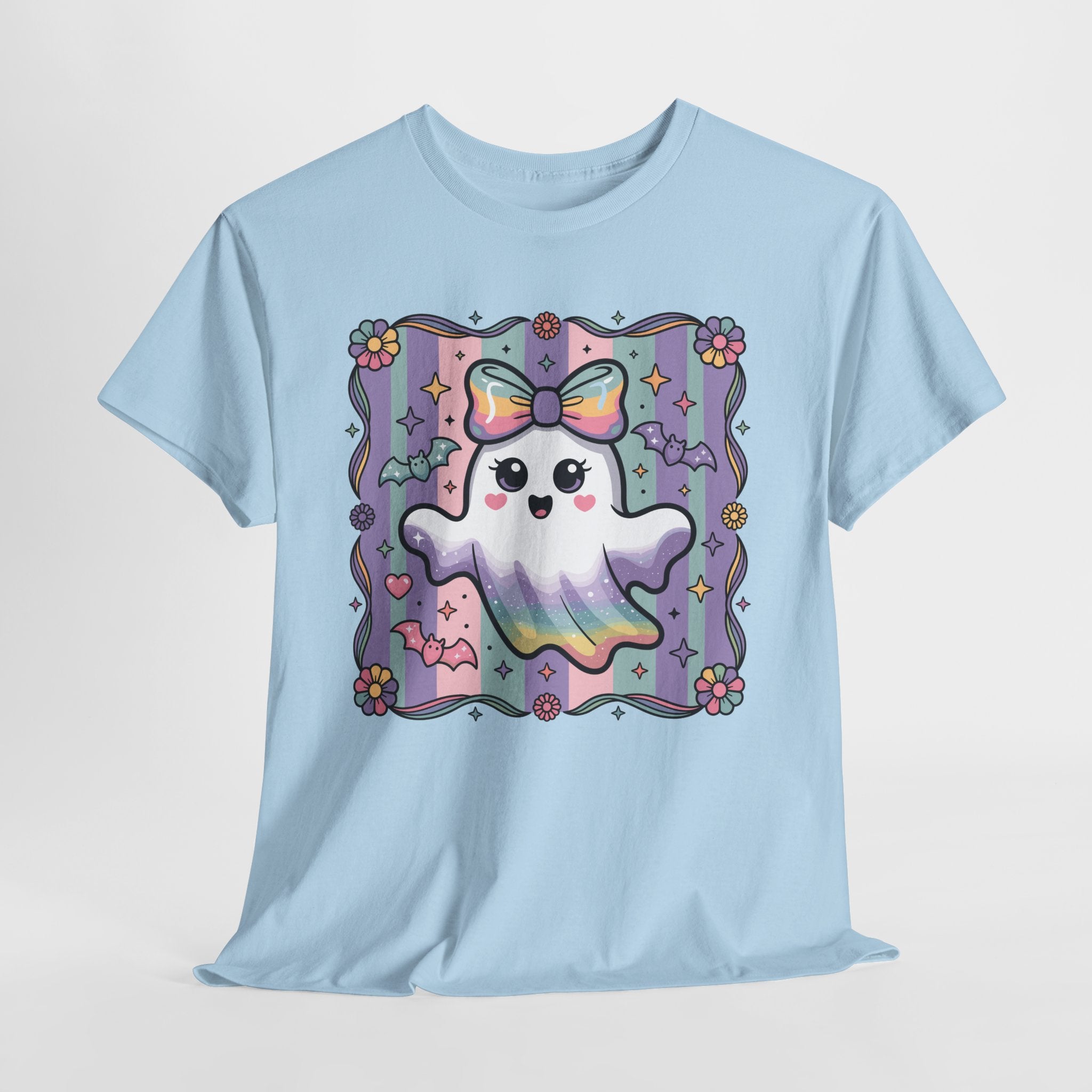 Pastel Ghost Rainbow Bow Unisex Cotton Tee