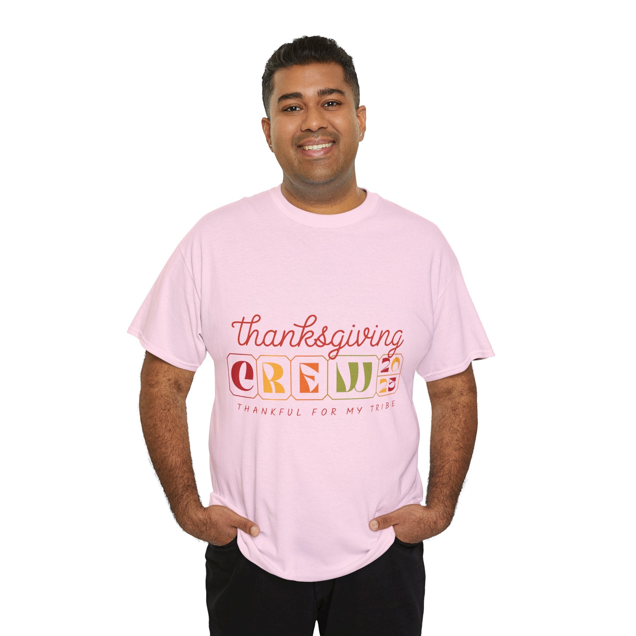 Thanksgiving Crew 2025 Tee — "Thankful for My Tribe" Autumn Holiday Unisex Cotton Tshirt