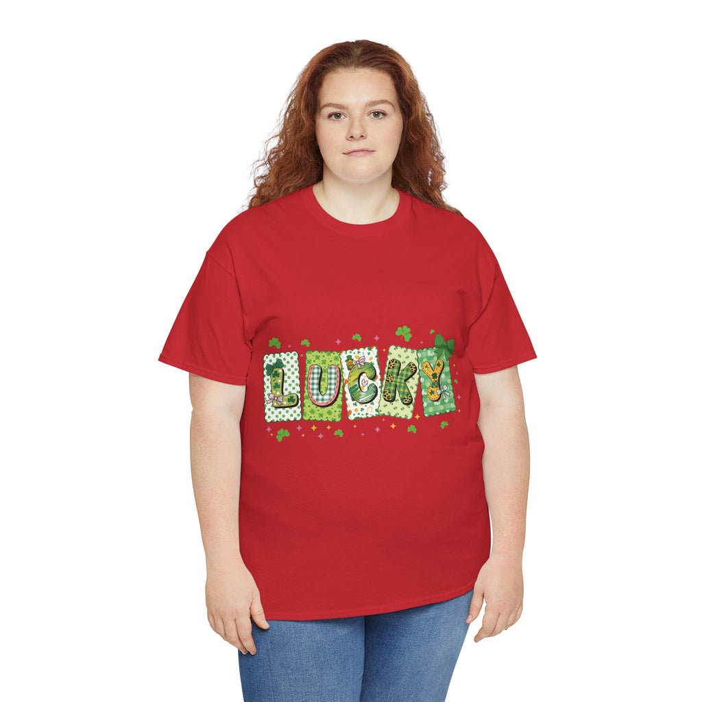 Lucky Patchwork Plaid Clover Tee — St. Patrick’s Day Unisex Cotton T-Shirt