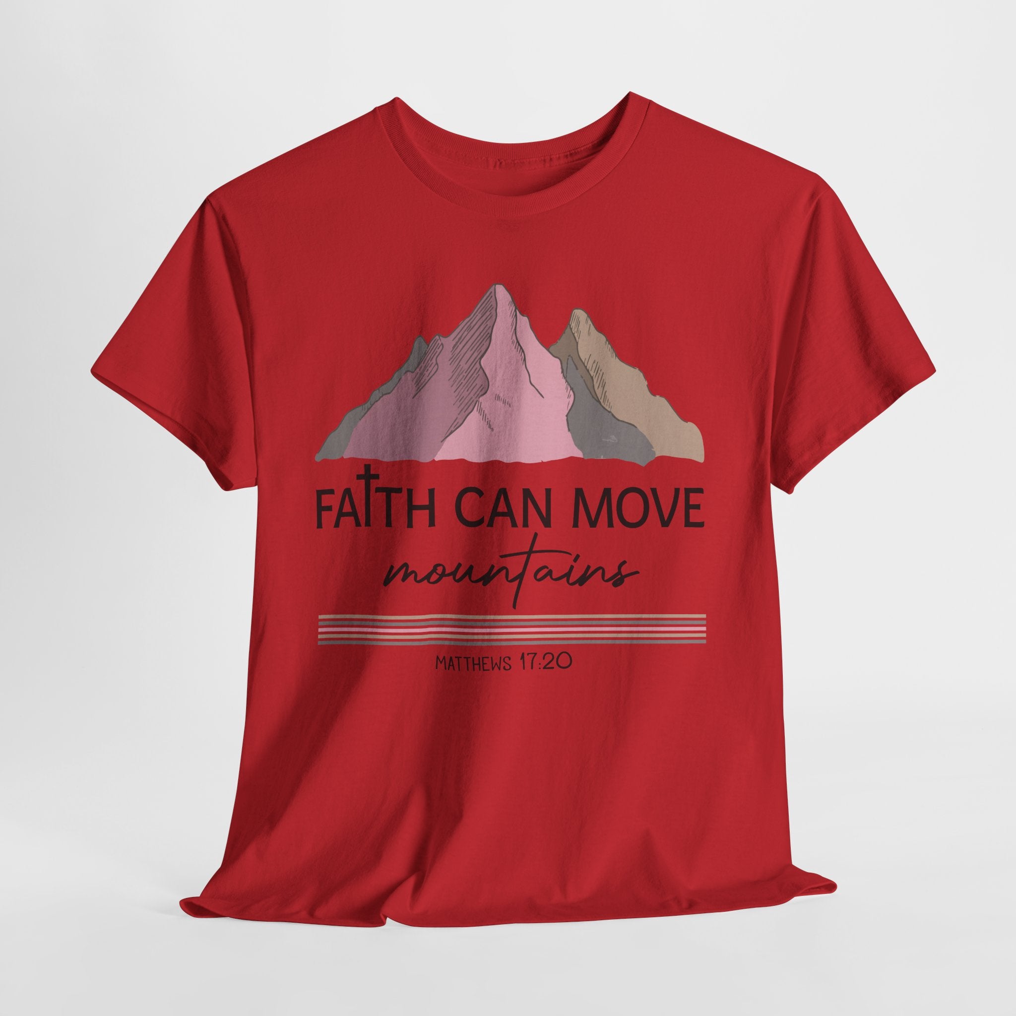 Faith Can Move Mountains Mountain Tee — Pastel Inspirational Christian Unisex Cotton T-Shirt