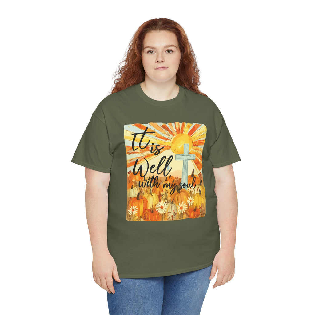 It Is Well With My Soul Pumpkin Sunrise Unisex Cotton T-Shirt