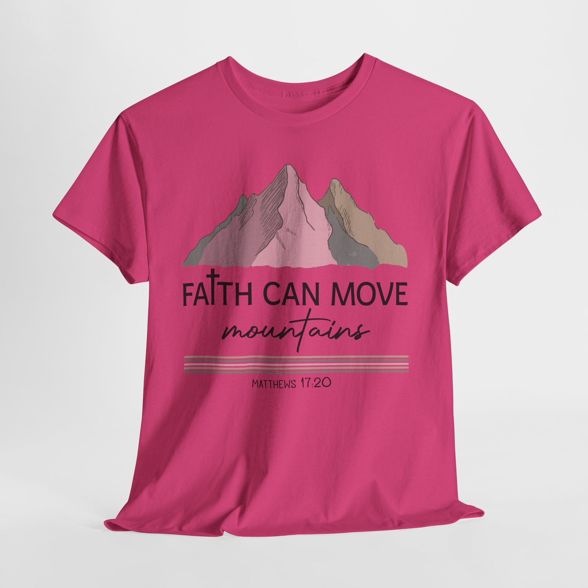 Faith Can Move Mountains Mountain Tee — Pastel Inspirational Christian Unisex Cotton T-Shirt