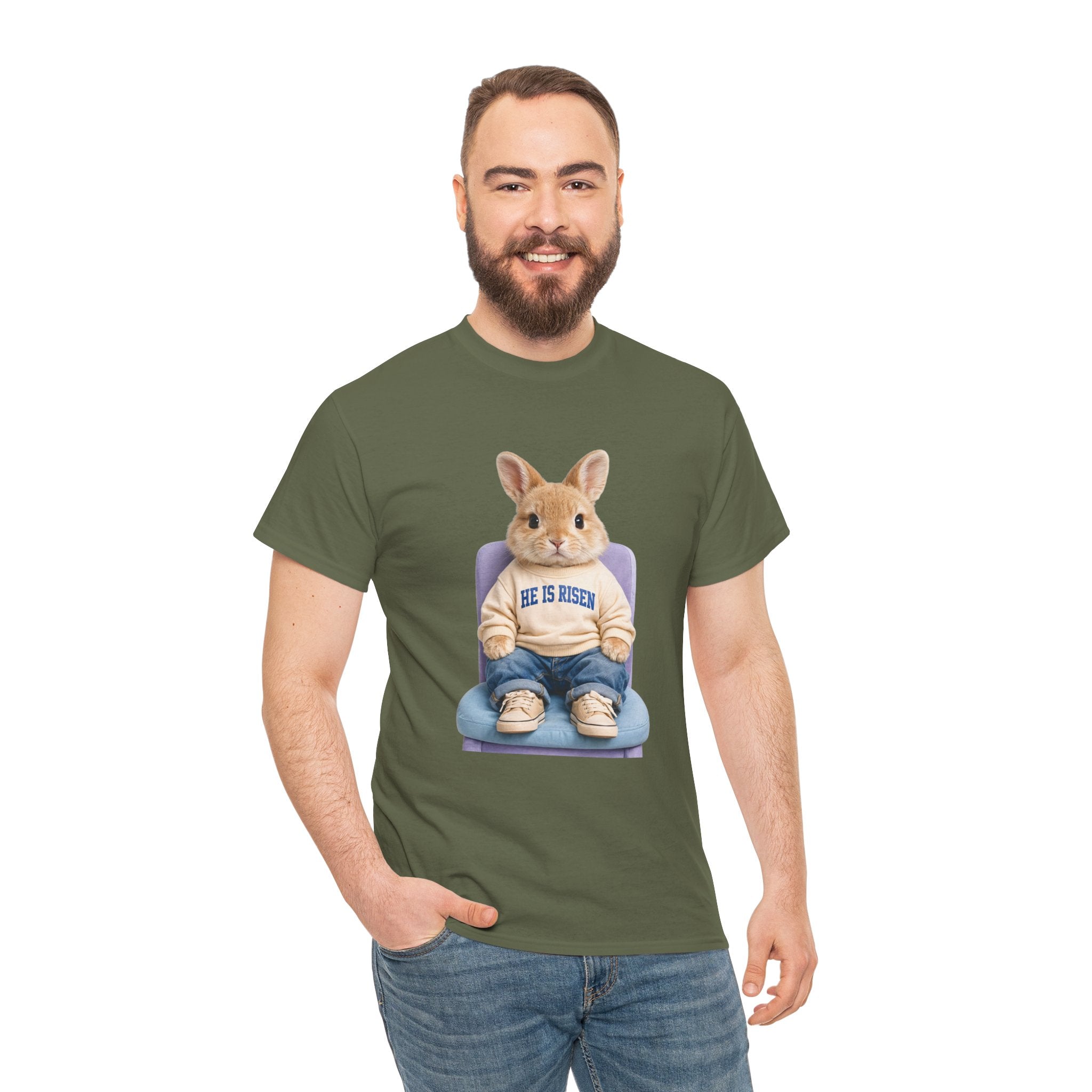 Easter 'He Is Risen' Bunny Unisex Cotton Tee