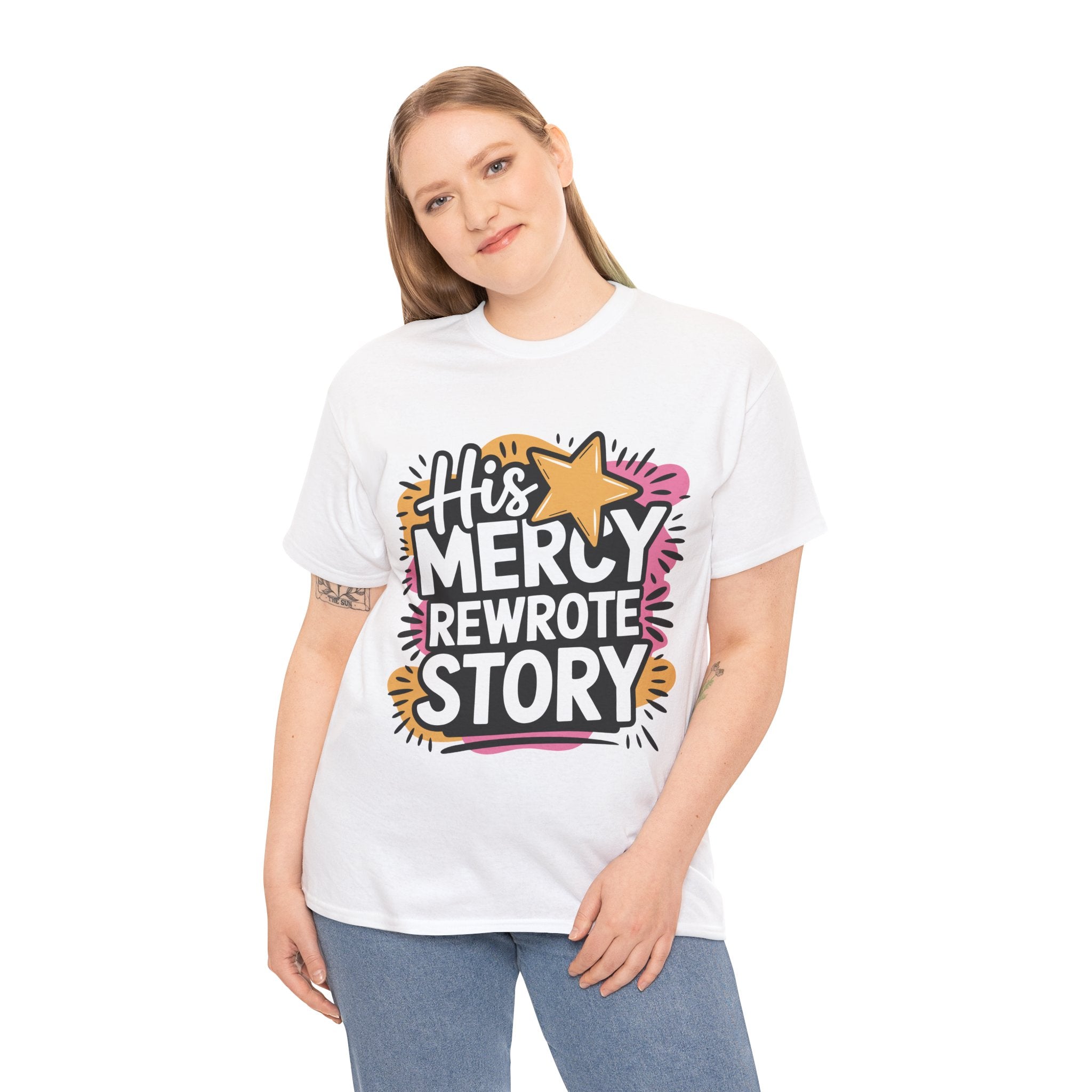 His Mercy Rewrote My Story Tee — Retro Christian Graphic T-Shirt