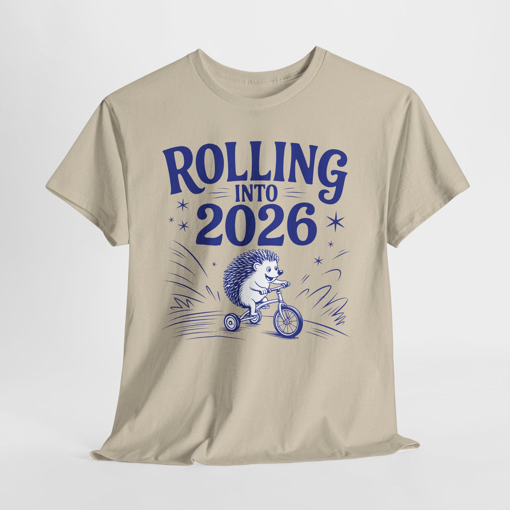 Rolling Into 2026 Hedgehog Tricycle Unisex Cotton Tee