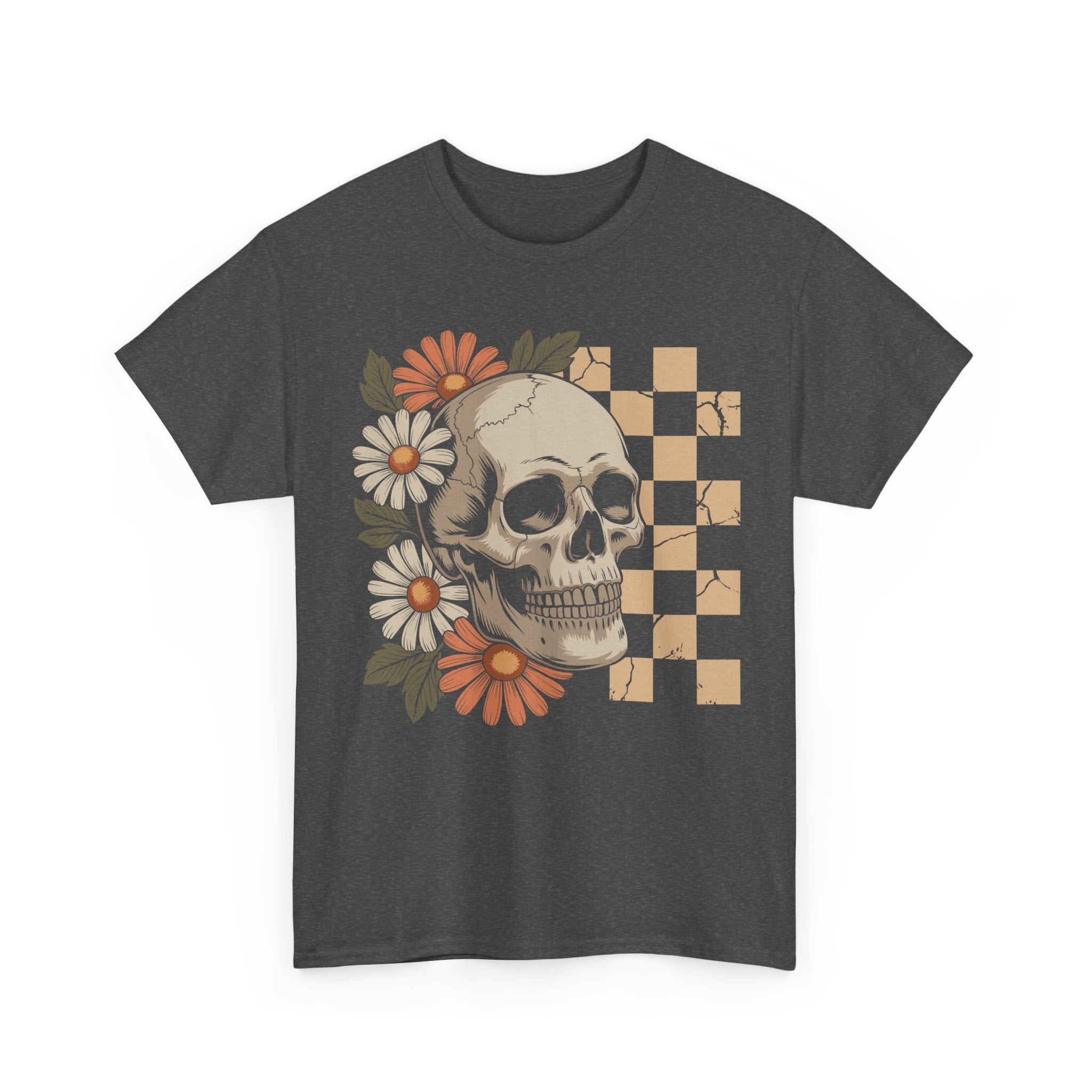 Skull Daisy Unisex Cotton Tshirt
