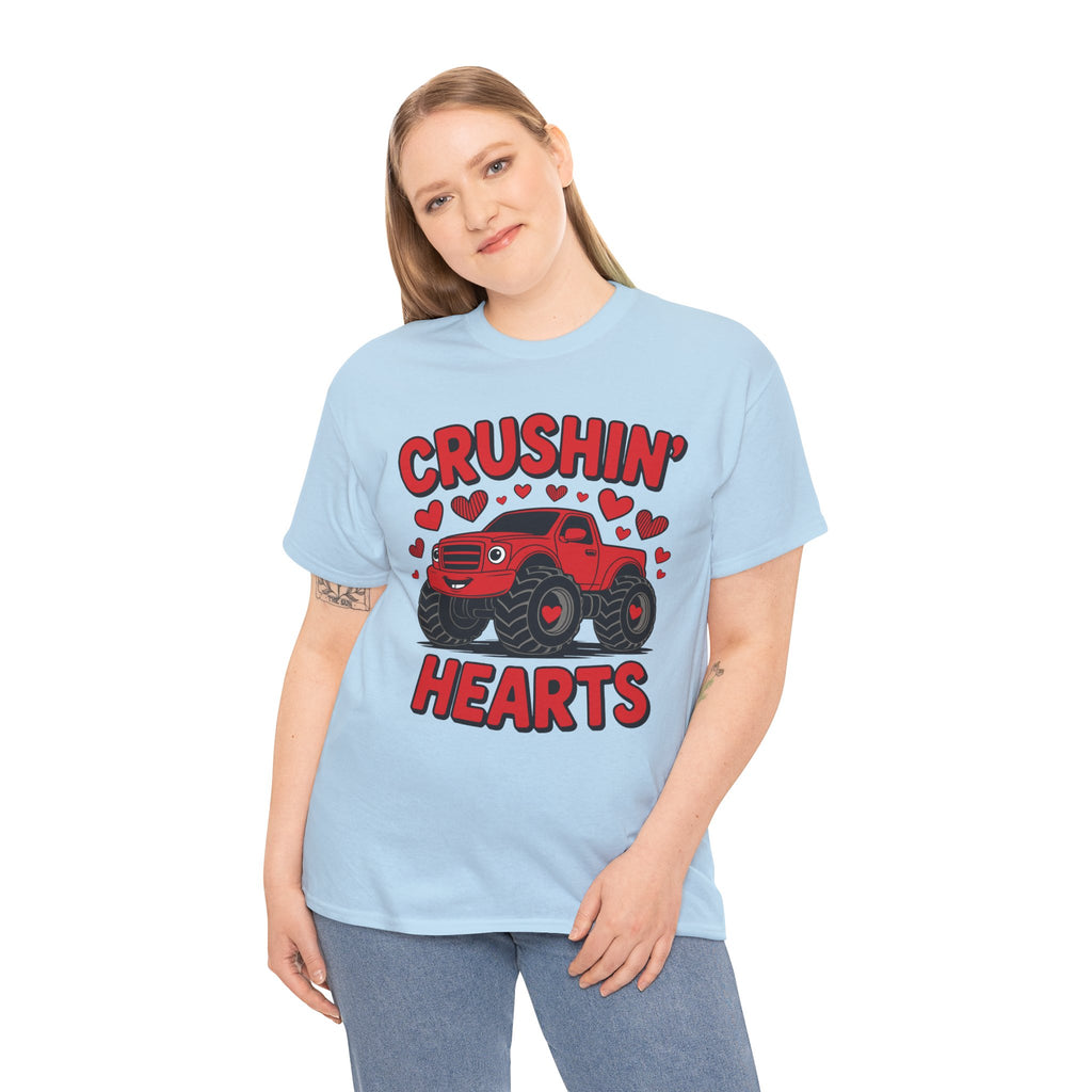 Crushin’ Hearts Valentine Monster Truck Unisex Cotton Tee