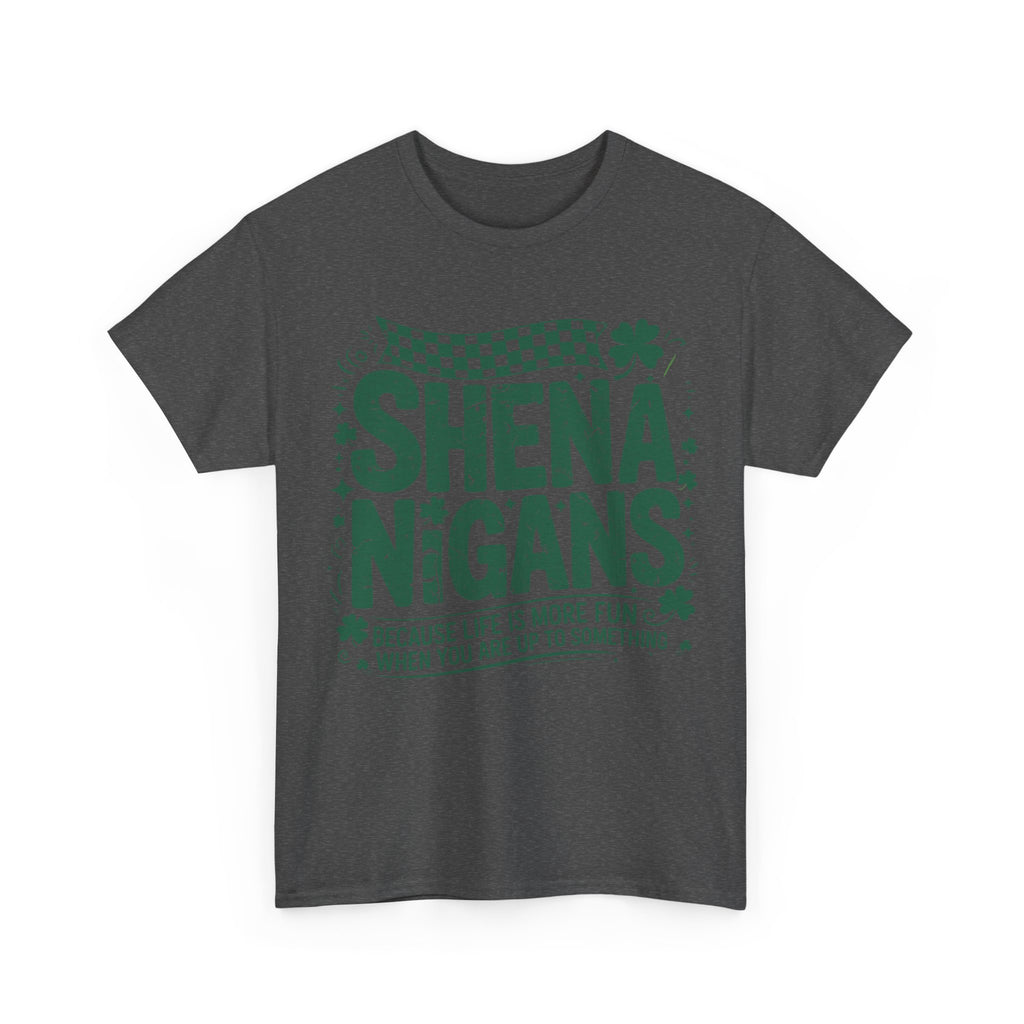 Shenanigans Clover Tee — Bright Green St. Patrick’s Day Shirt with Checkered Flag Unisex Cotton Tee