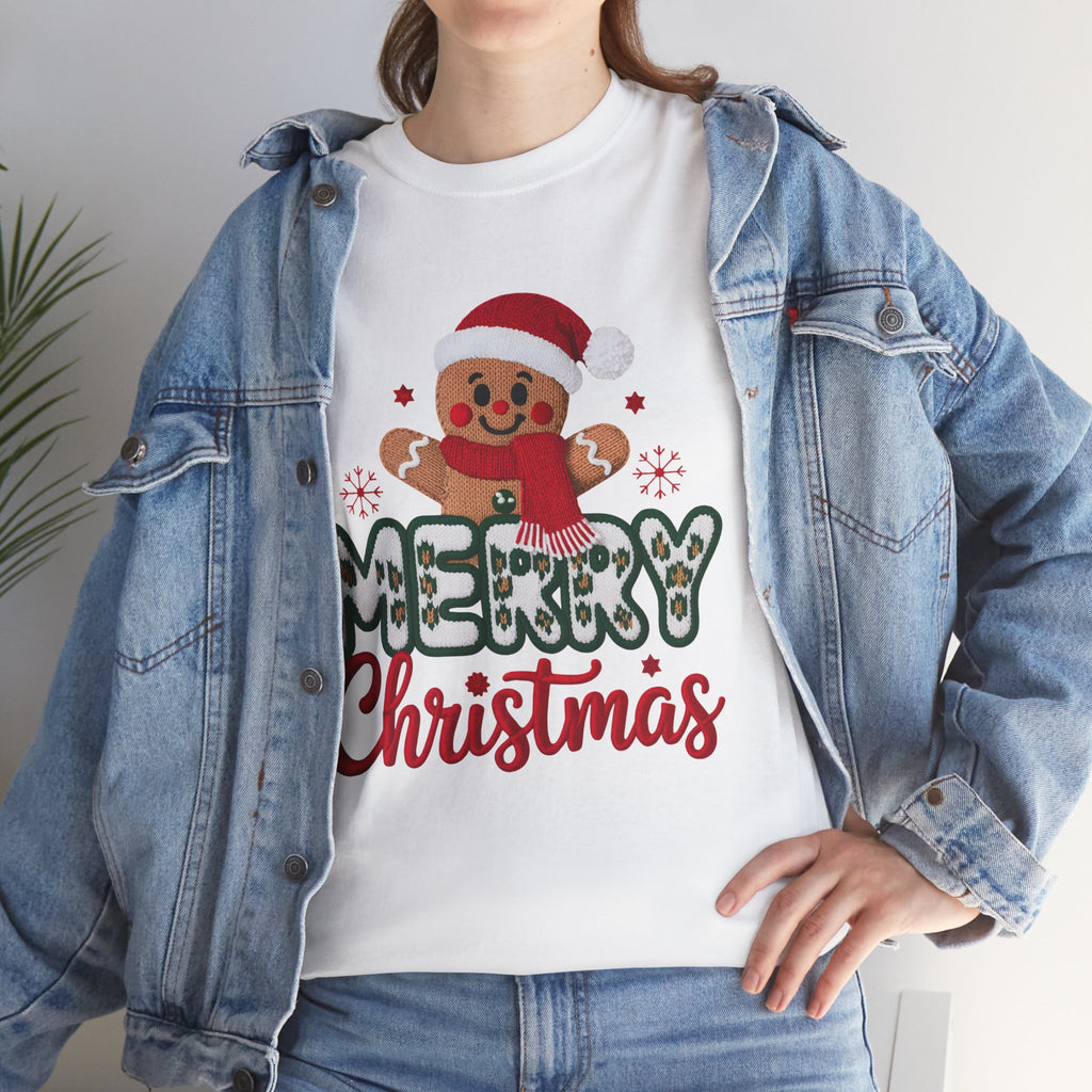 Gingerbread Santa 'Merry Christmas' Unisex Cotton Tee T-Shirt