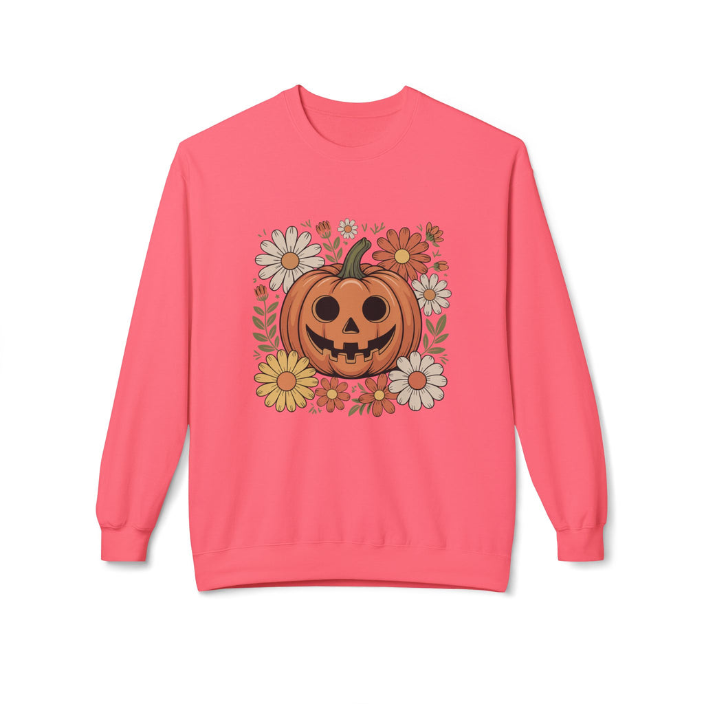 Halloween Pumpkin Floral Crewneck Unisex Sweatshirt