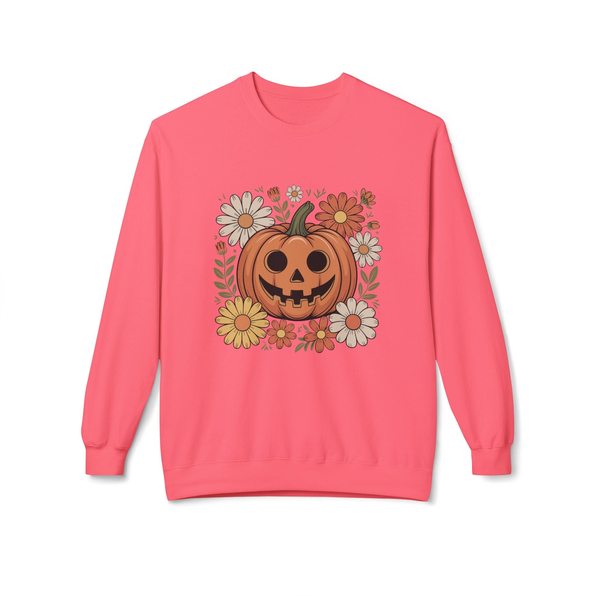 Halloween Pumpkin Floral Crewneck Unisex Sweatshirt