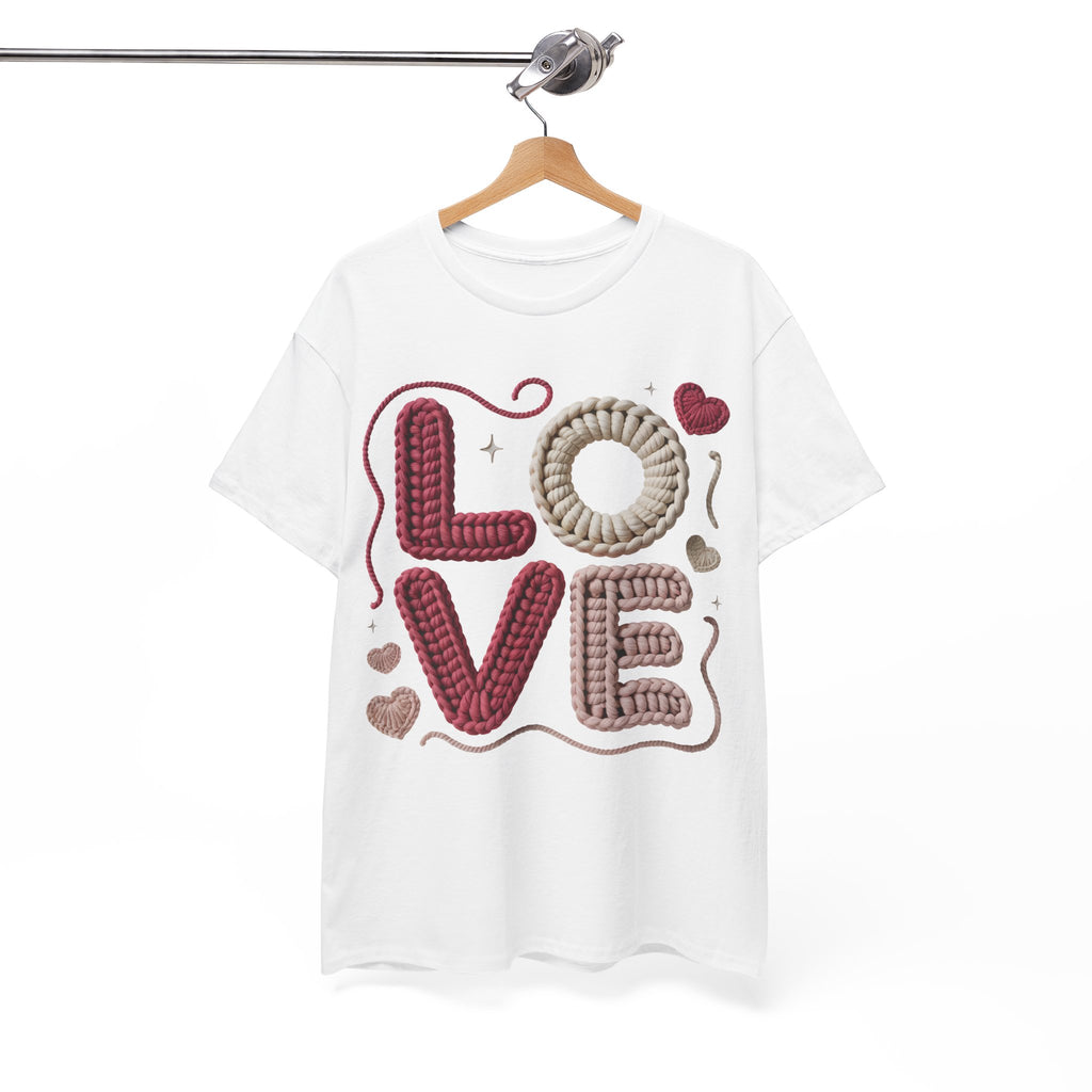 LOVE Faux Yarn Heart Unisex Cotton Tee