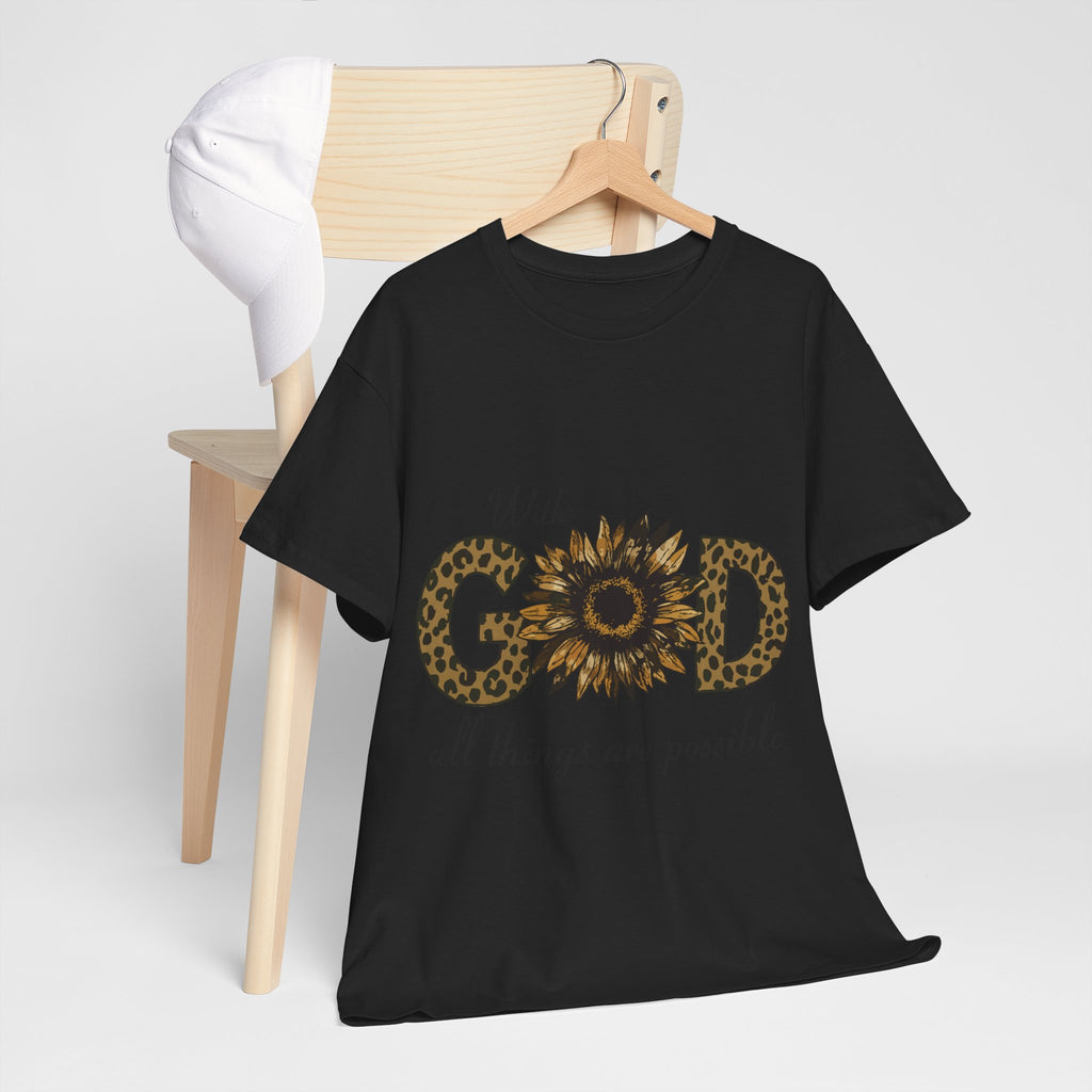GOD Leopard Print Sunflower Unisex Cotton Tee