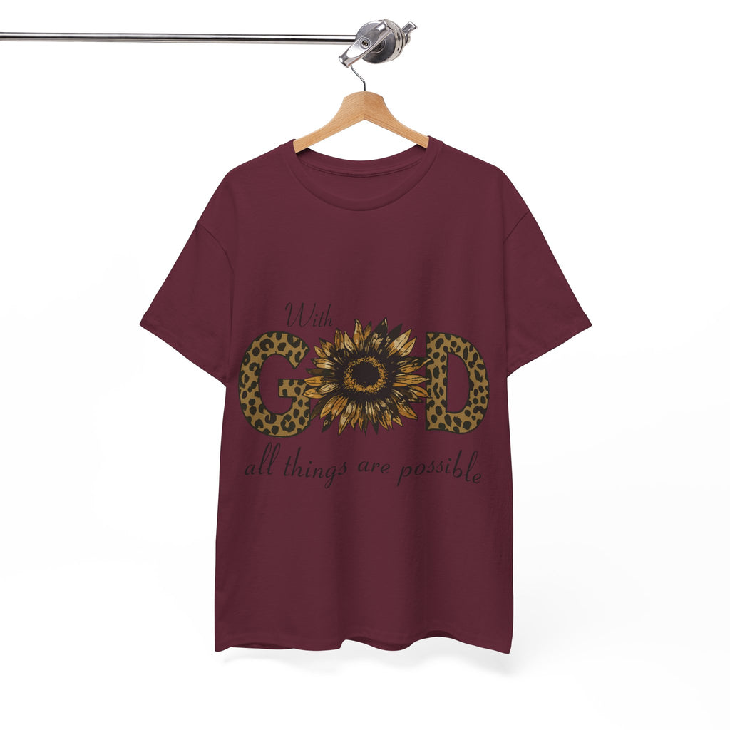 GOD Leopard Print Sunflower Unisex Cotton Tee
