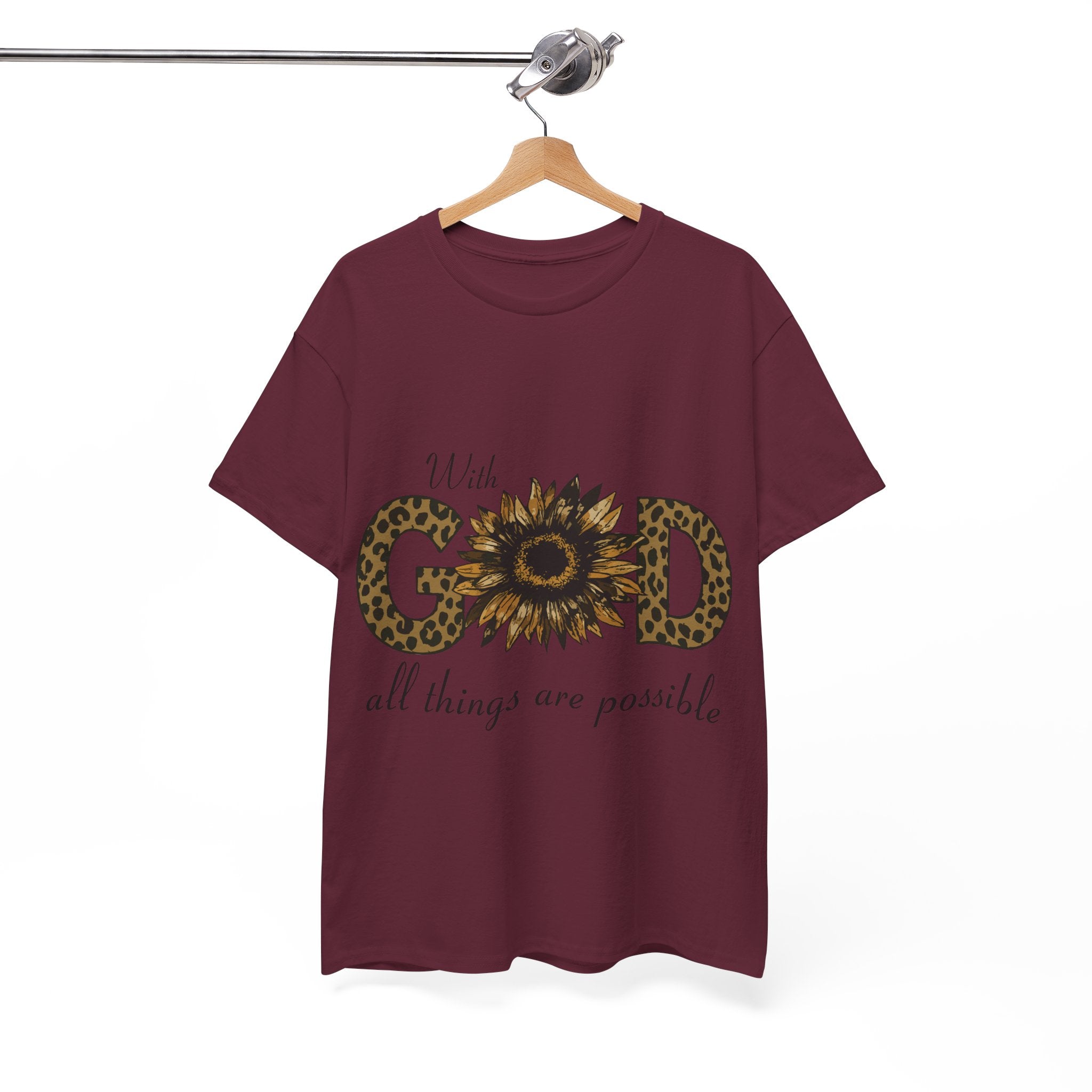 GOD Leopard Print Sunflower Unisex Cotton Tee
