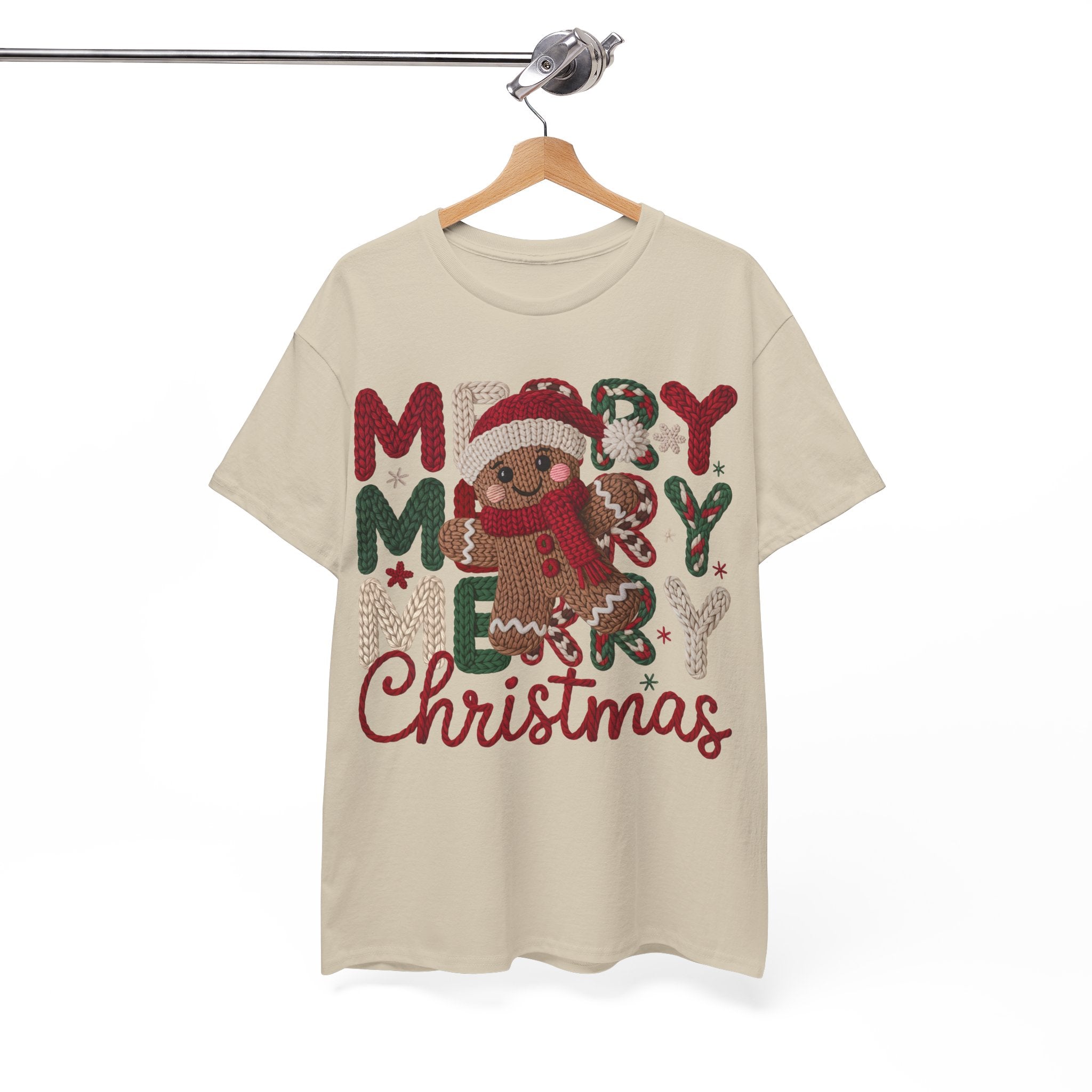 Merry Merry Merry Christmas Gingerbread Unisex Cotton Tee