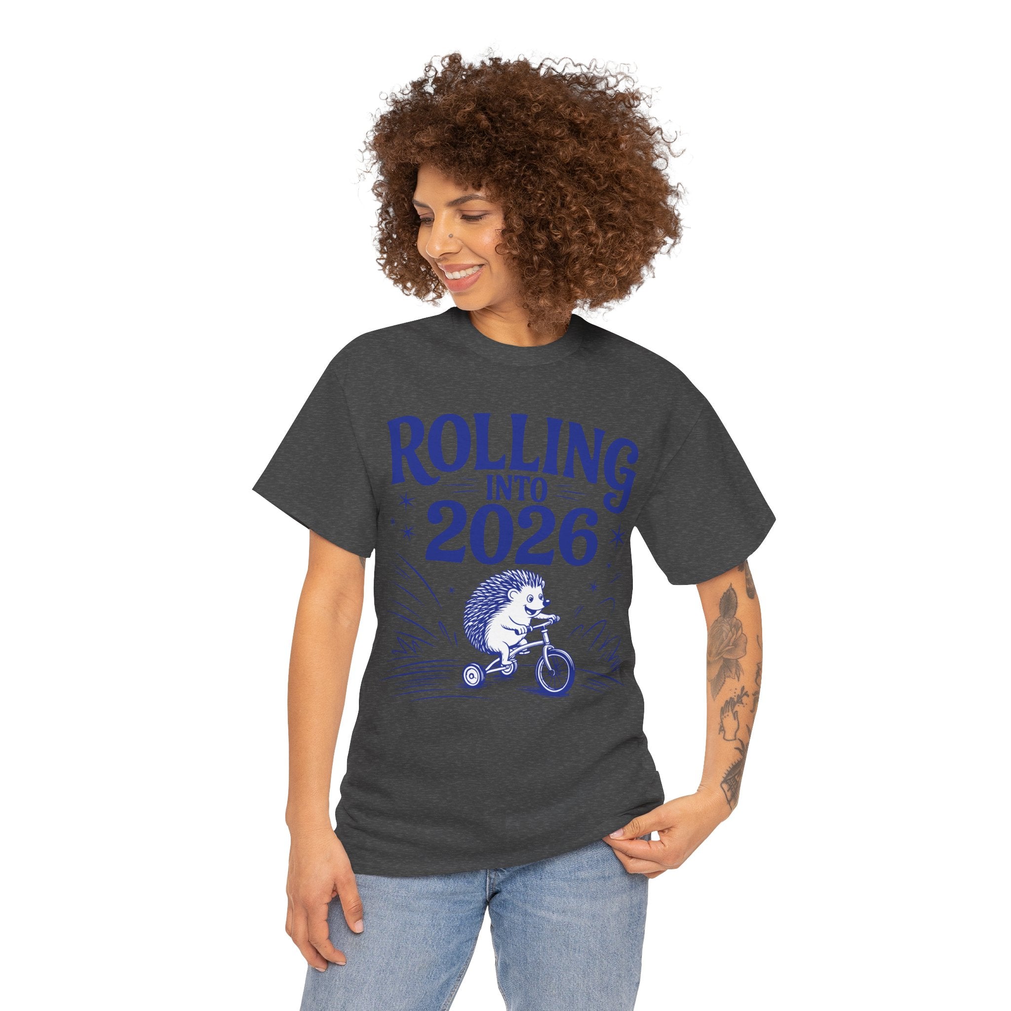 Rolling Into 2026 Hedgehog Tricycle Unisex Cotton Tee