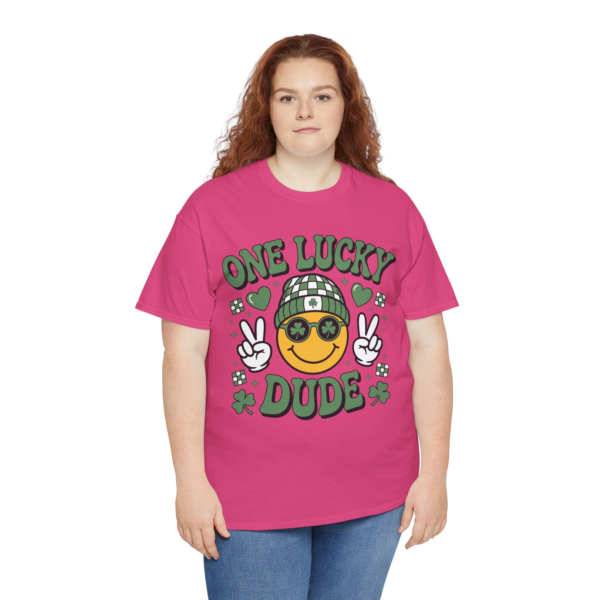 One Lucky Dude Shamrock Tee — St. Patrick's Day Smiley Unisex Cotton Tshirt