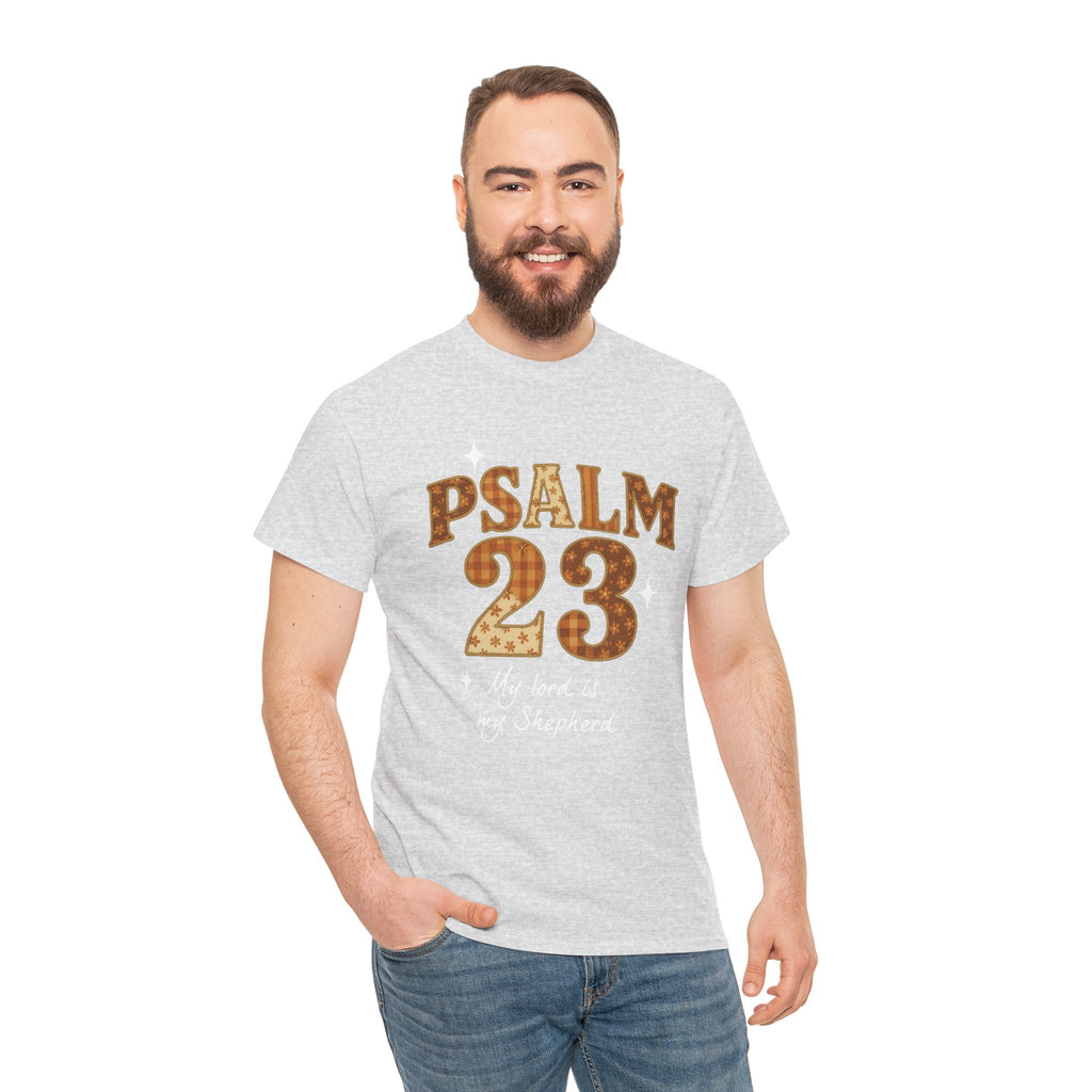 Psalm 23 Floral Tee — “My Lord Is My Shepherd” Stitched-Text Unisex Cotton Tee