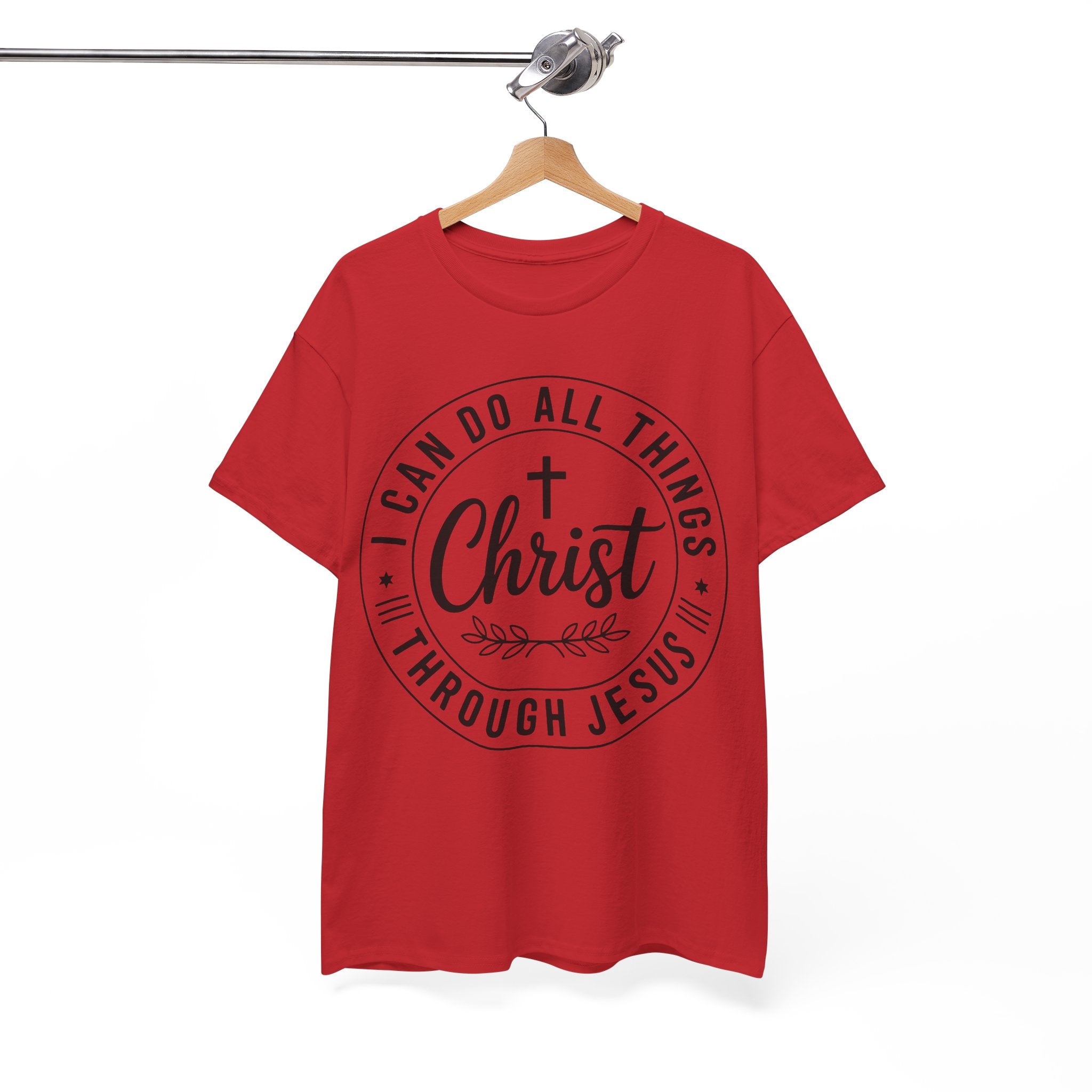 Christian Cross T‑Shirt — "I Can Do All Things Through Christ" Unisex Cotton tee