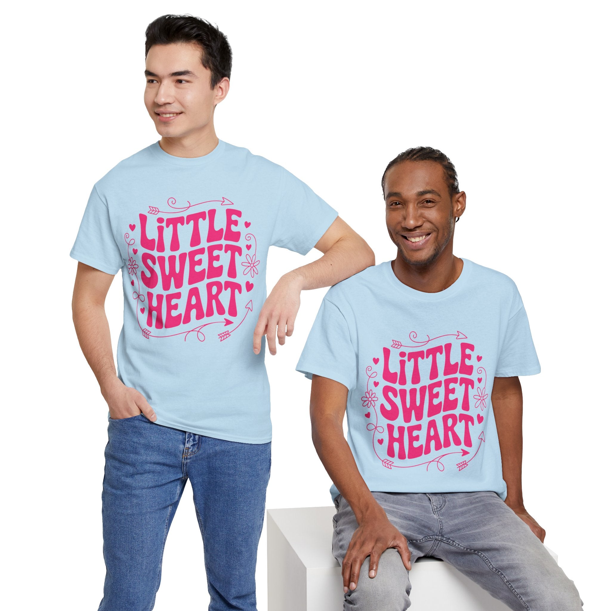 Little Sweetheart Retro Tee — Cute Red Hearts & Flowers Graphic Unisex Cotton Tee