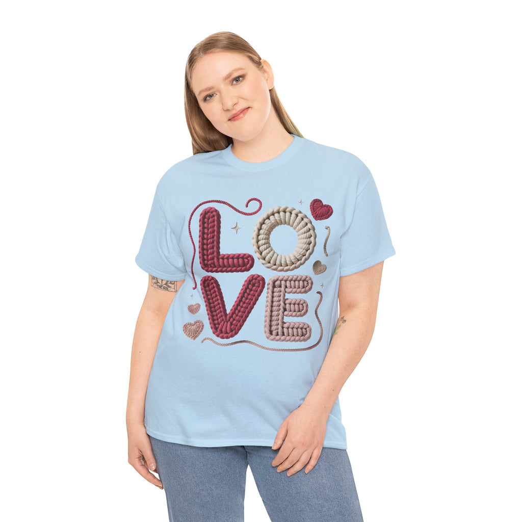 LOVE Faux Yarn Heart Unisex Cotton Tee