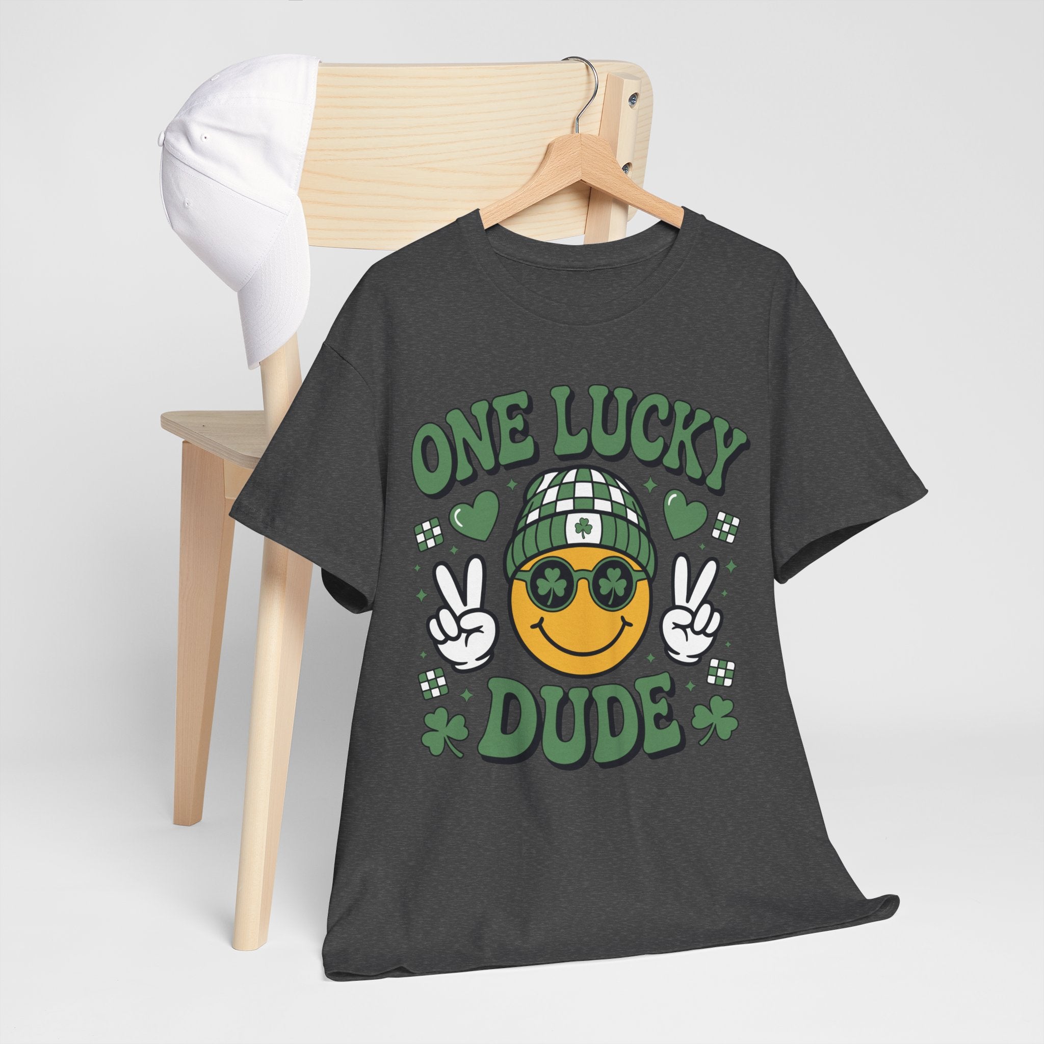 One Lucky Dude Shamrock Tee — St. Patrick's Day Smiley Unisex Cotton Tshirt