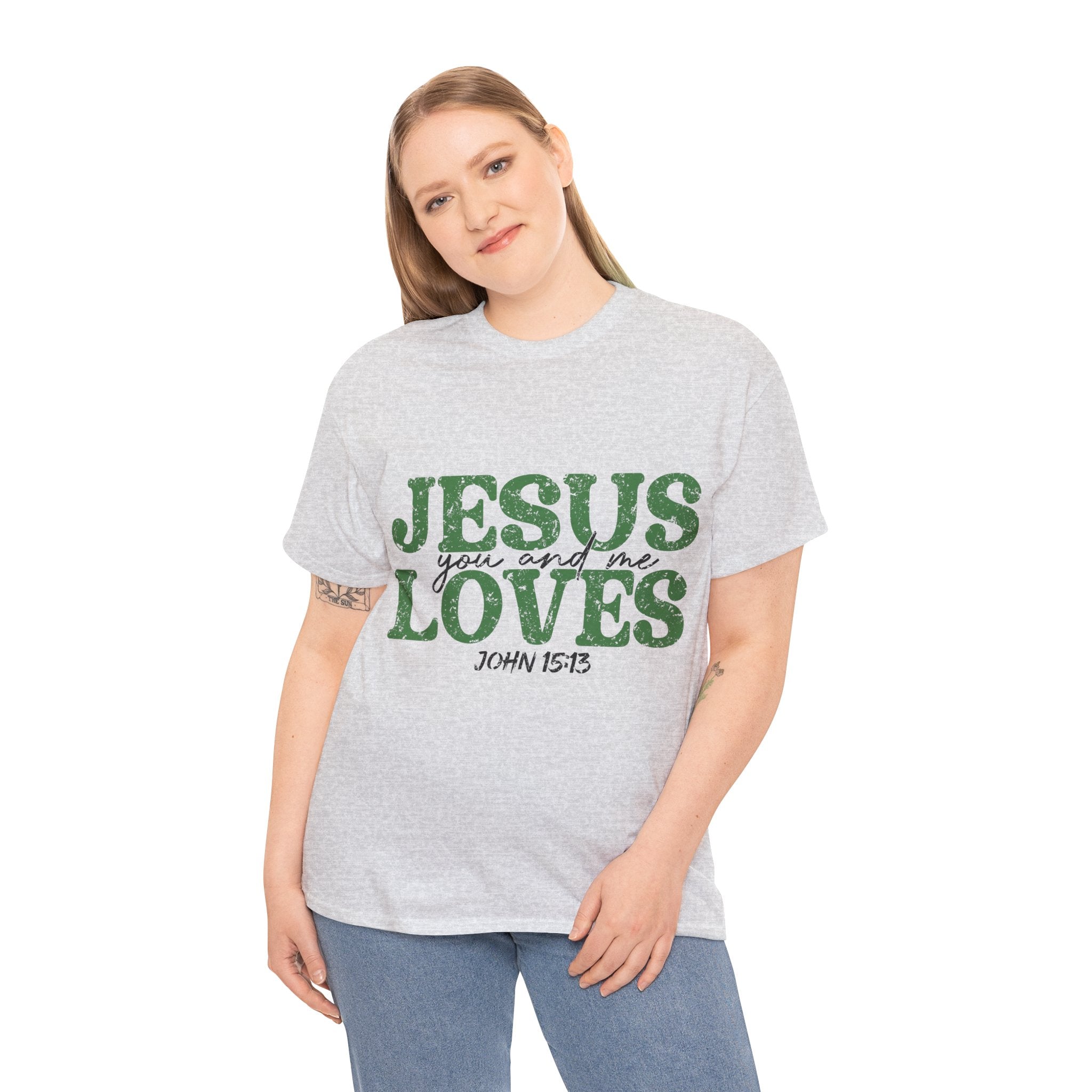 Jesus Loves Vintage Tee — Green Retro Christian Unisex Cotton T-Shirt