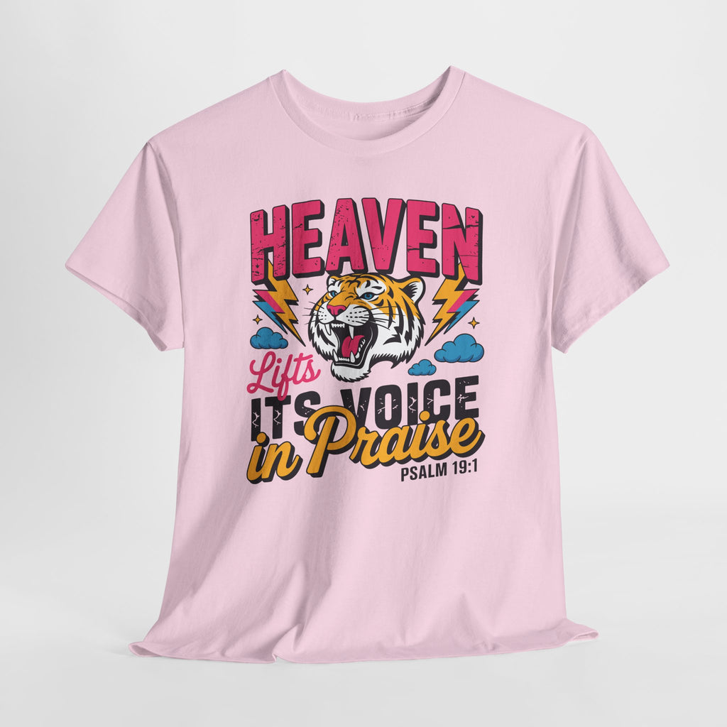 Psalm 19:1 Tiger Praise T-Shirt — Bold Christian Roaring Tiger Graphic.Unisex Cotton Tee