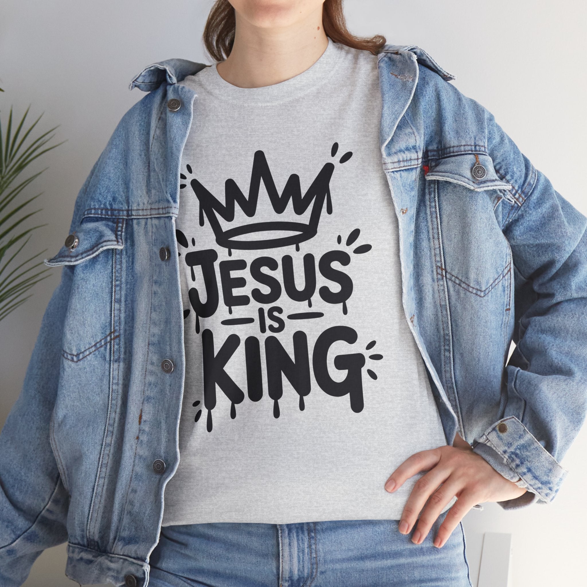 Jesus Is King Crown T-Shirt — Minimalist Christian Unisex Cotton Tee