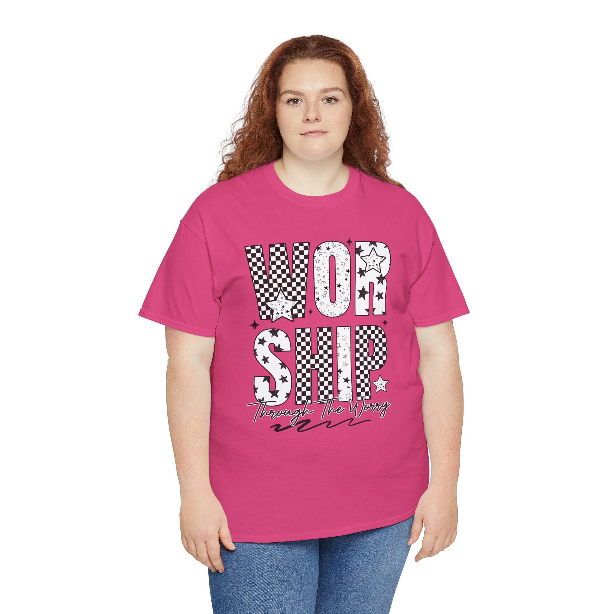 WORSHIP Through The Worry Checkerboard Unisex Cotton Tee