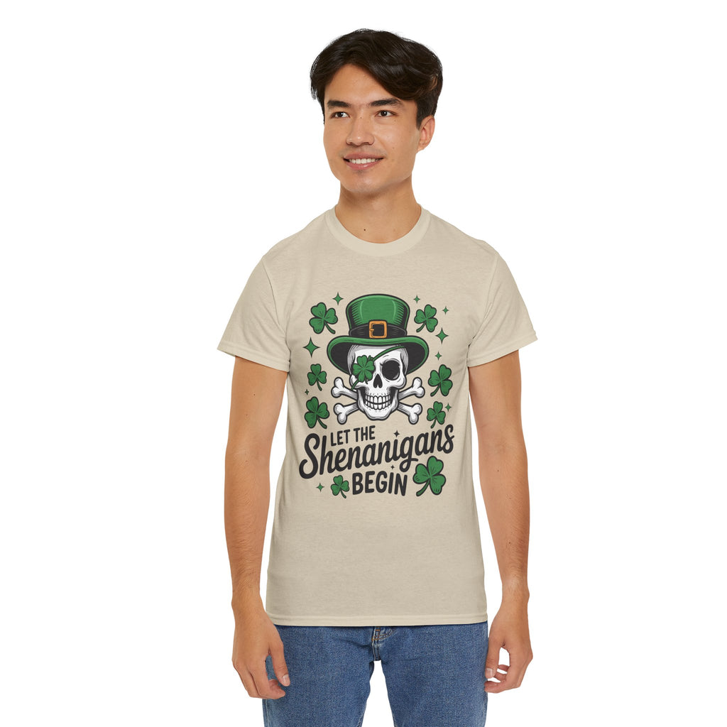 Let the Shenanigans Begin — Leprechaun Skull Unisex Cotton T-Shirt