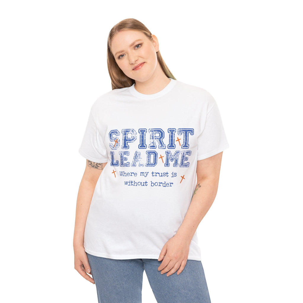 Christian Varsity Tee — “Spirit Lead Me — Where My Trust Is Without Border”. Unisex Cotton Tee