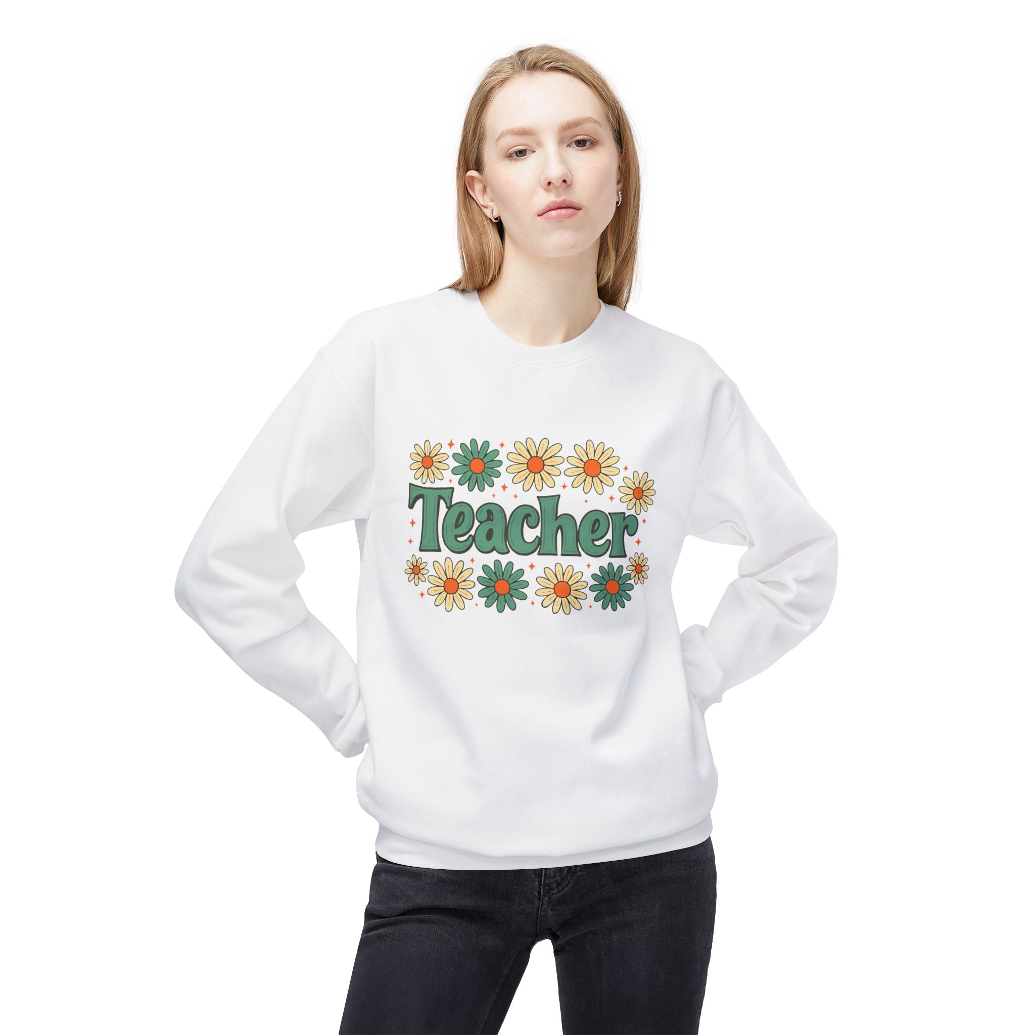 Teacher Floral Crewneck Sweatshirt