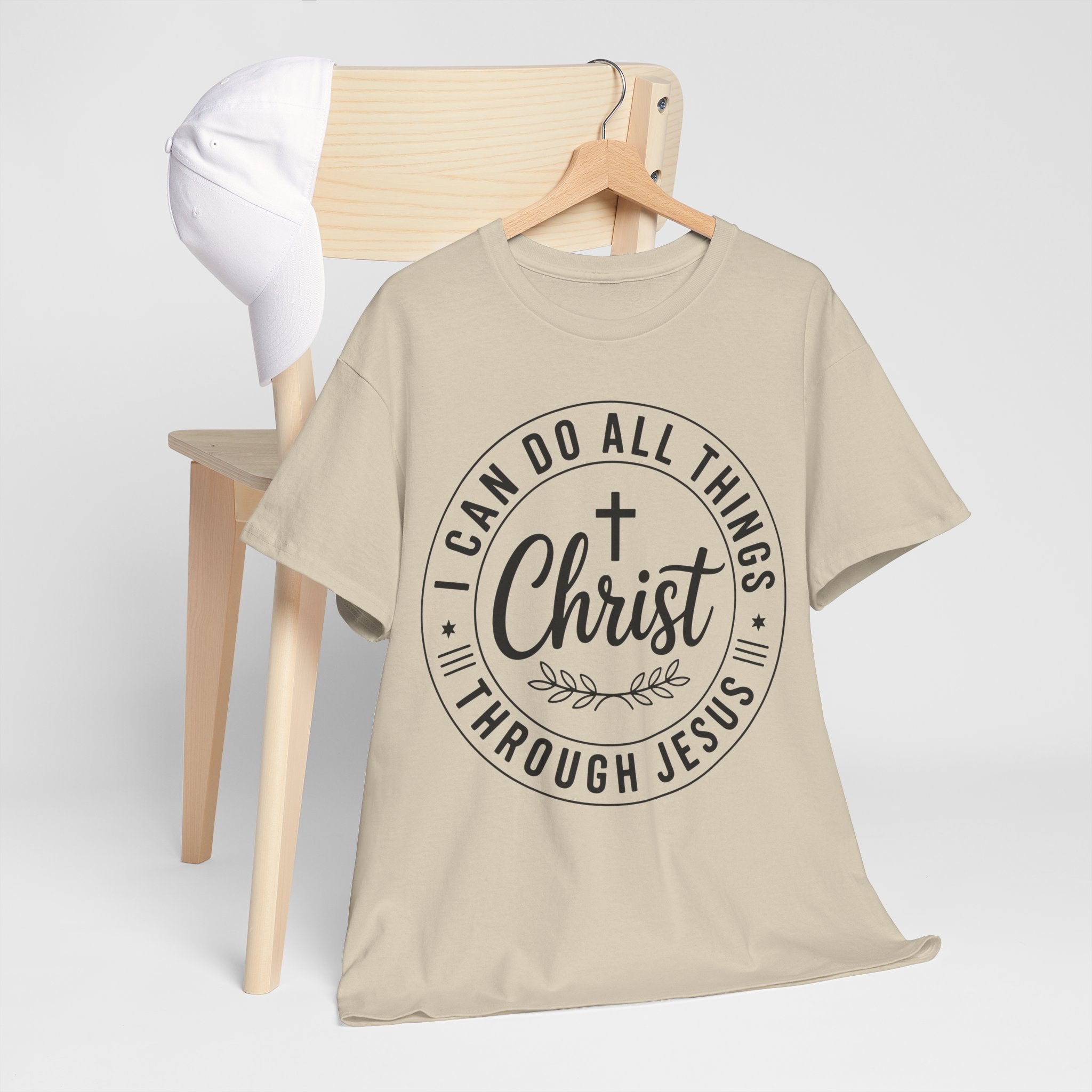 Christian Cross T‑Shirt — "I Can Do All Things Through Christ" Unisex Cotton tee