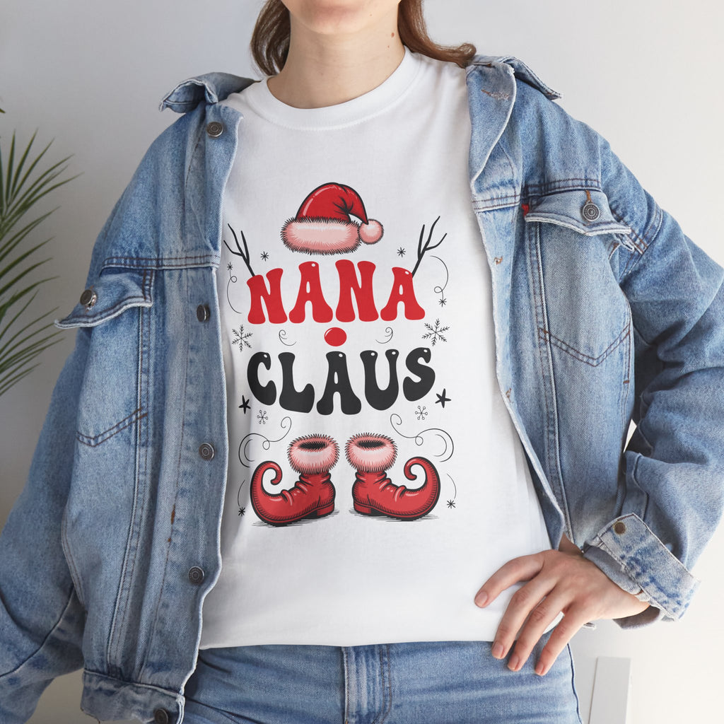 Nana Christmas T-Shirt — Santa Hat & Elf Boots Holiday Unisex Cotton Tee