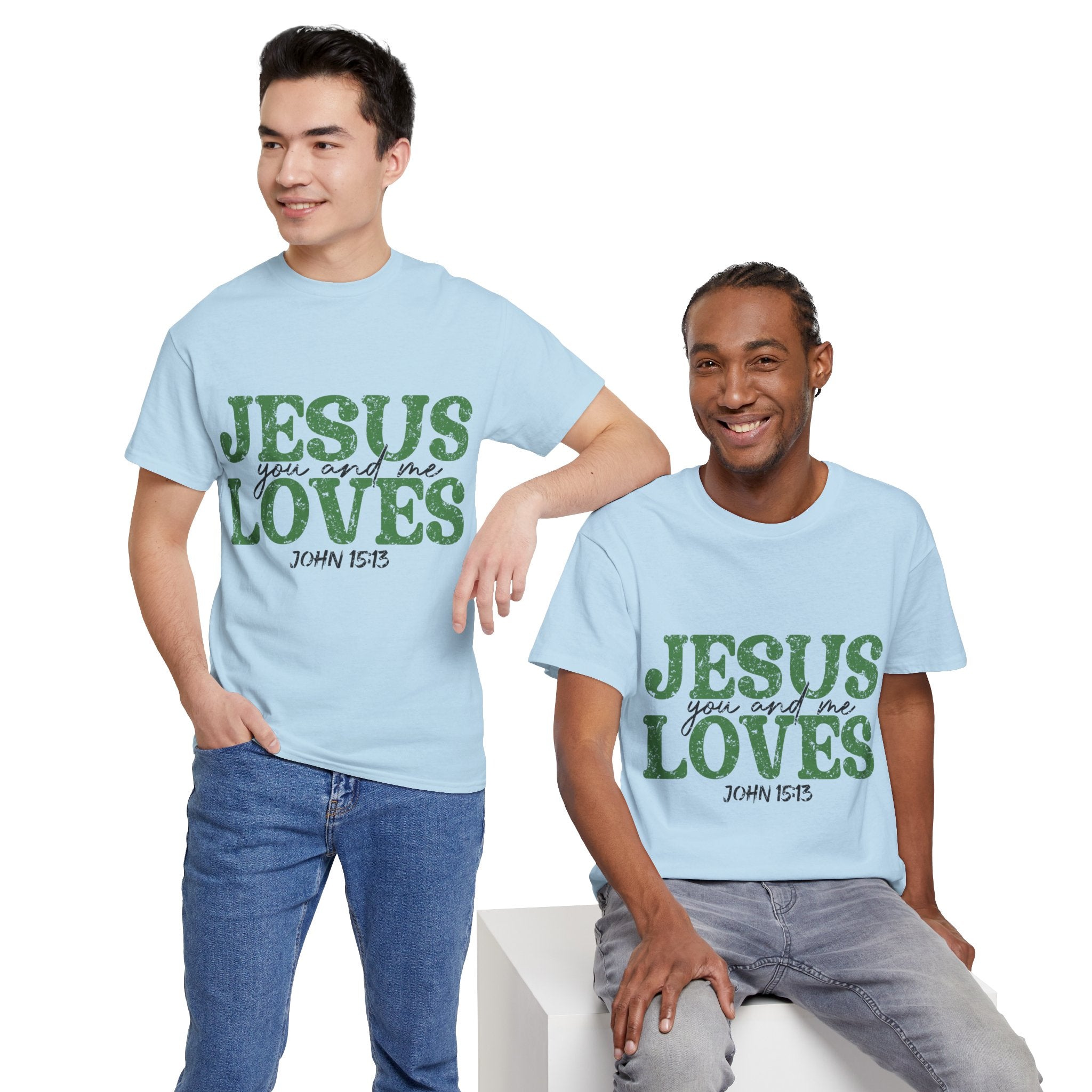 Jesus Loves Vintage Tee — Green Retro Christian Unisex Cotton T-Shirt