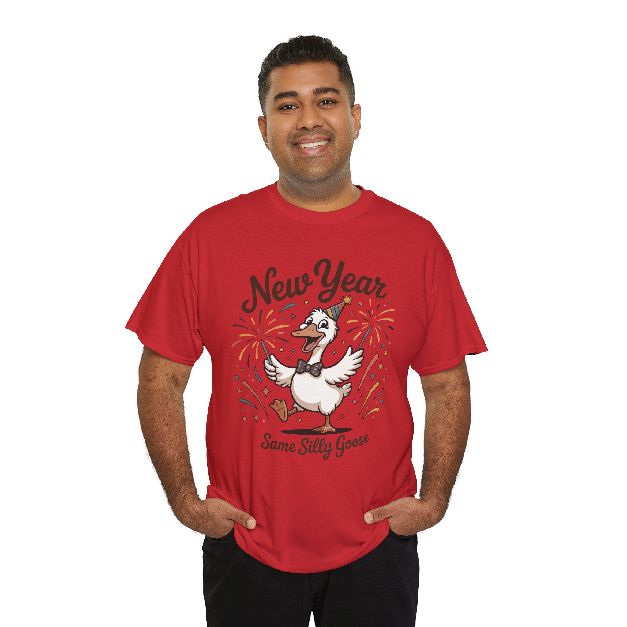 New Year Same Silly Goose T-Shirt — Party Goose Graphic Unisex Cotton Tee