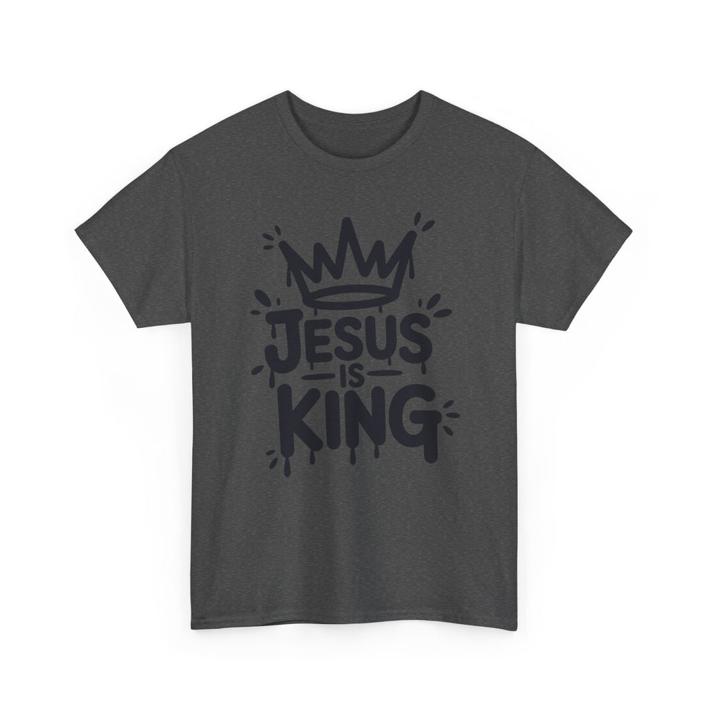 Jesus Is King Crown T-Shirt — Minimalist Christian Unisex Cotton Tee
