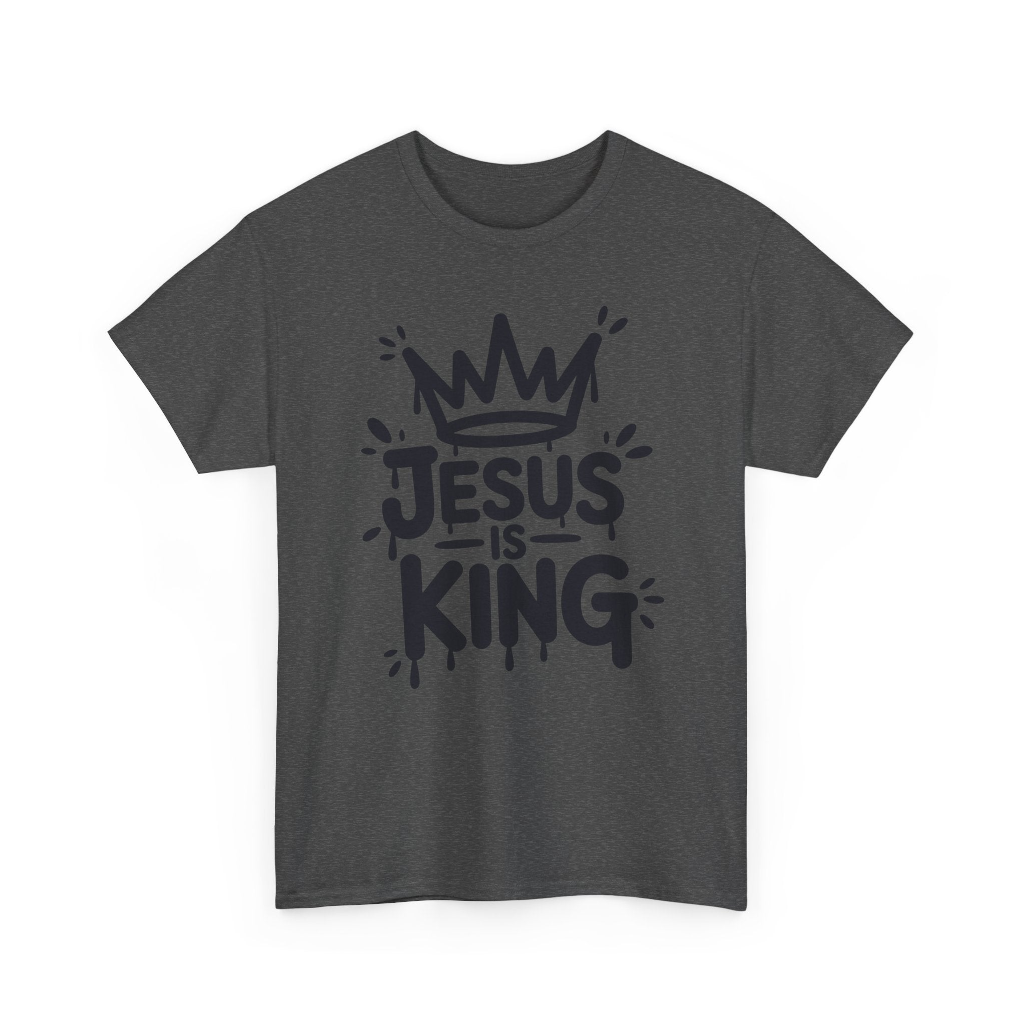Jesus Is King Crown T-Shirt — Minimalist Christian Unisex Cotton Tee